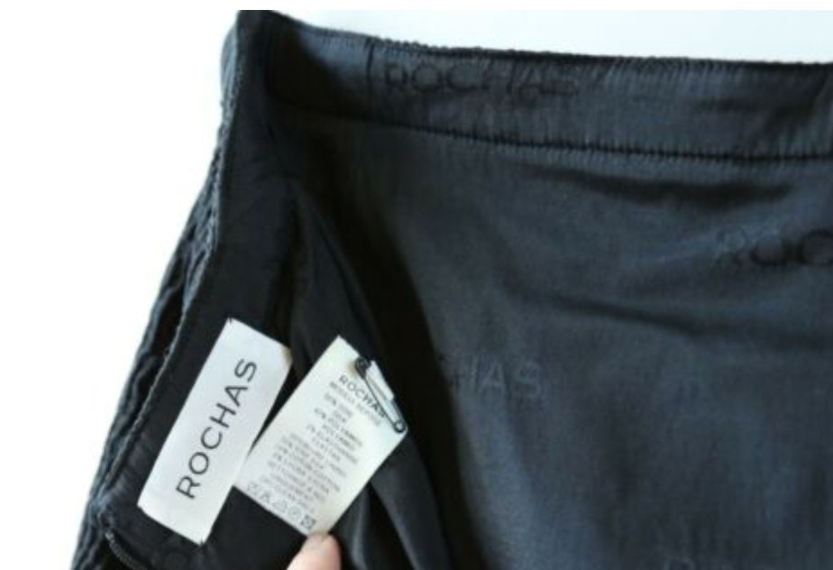 ROCHAS black embroidered appliqué Pencil skirt