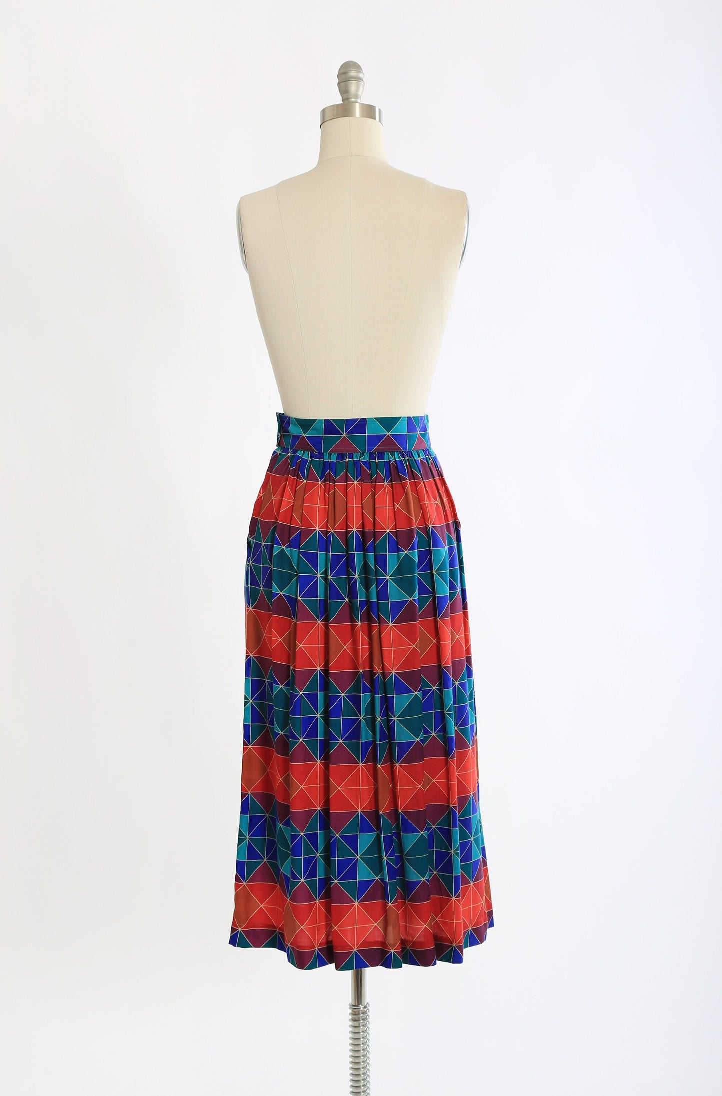 Vintage 90s Liz Claiborne geometric rainbow rayon midi skirt