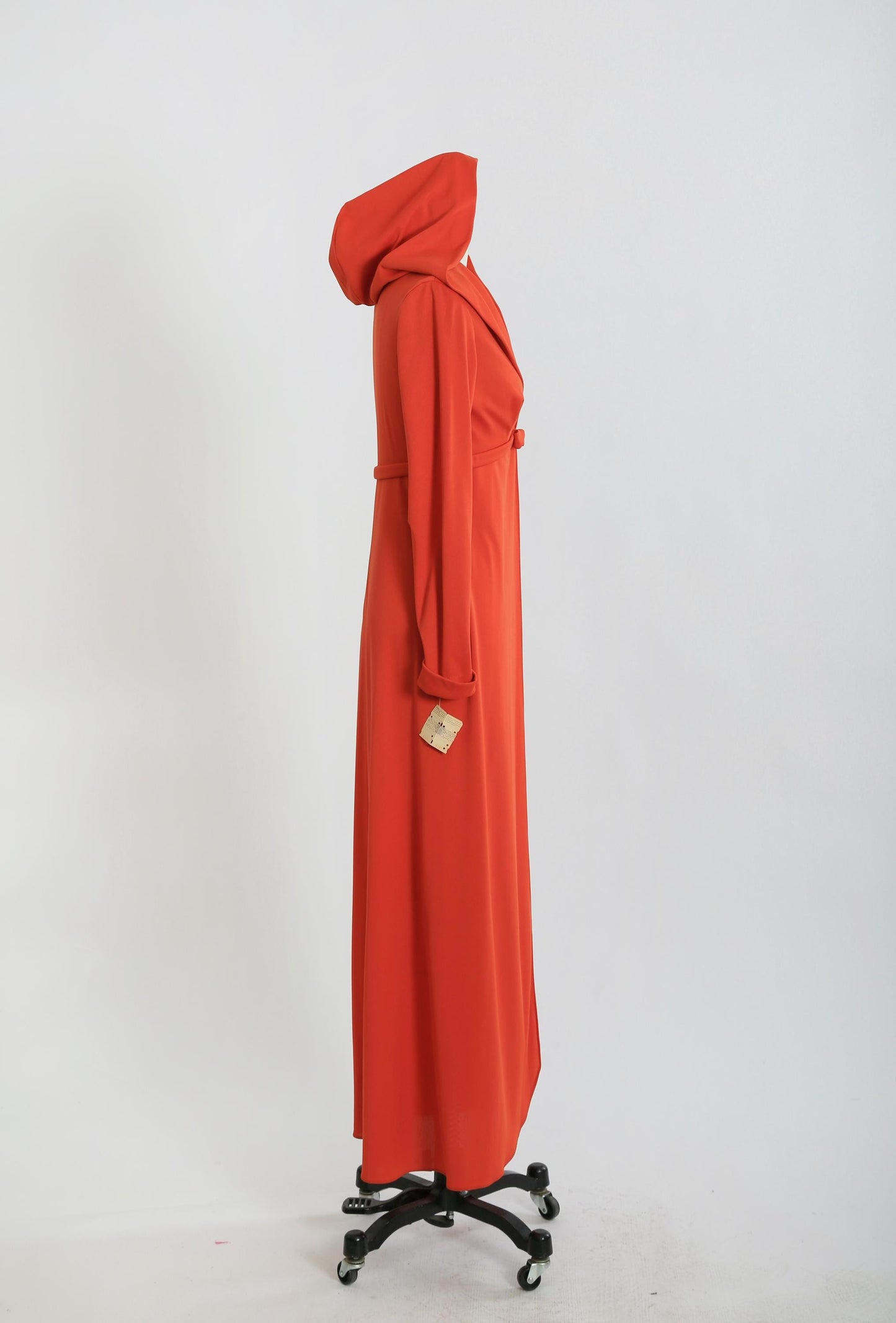 70s Orange hooded coat cape | Vintage 1970s deadstock hooded duster