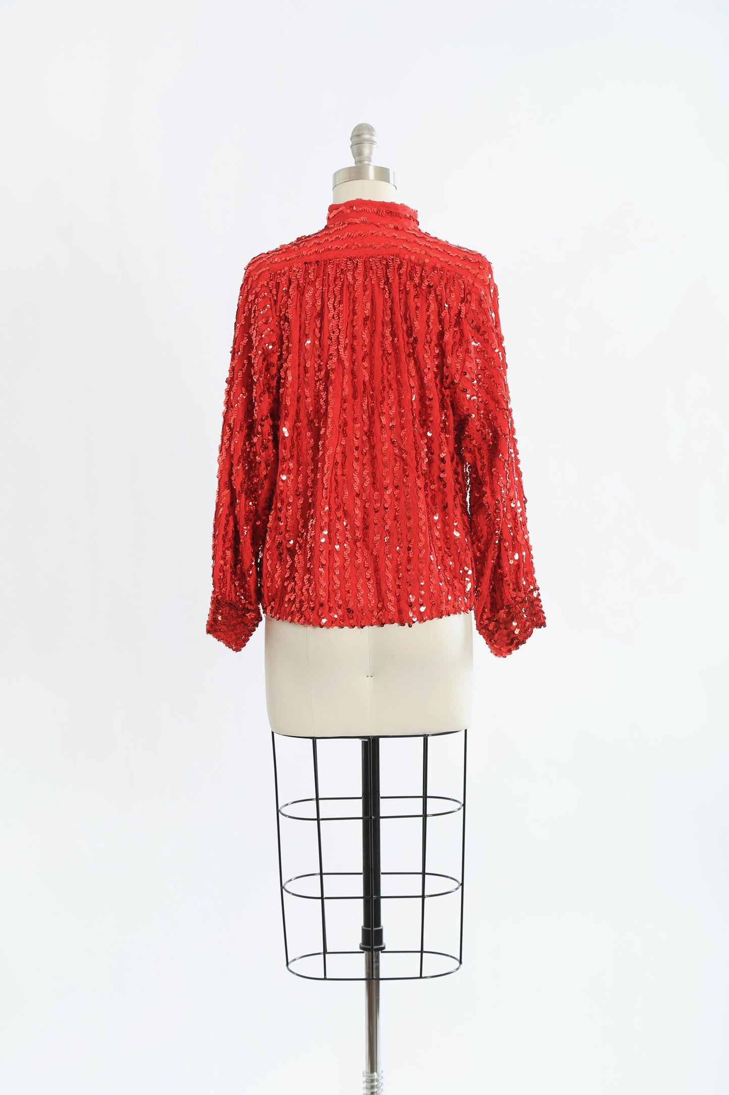 70s Red Sequin Ann Green blouse made in England