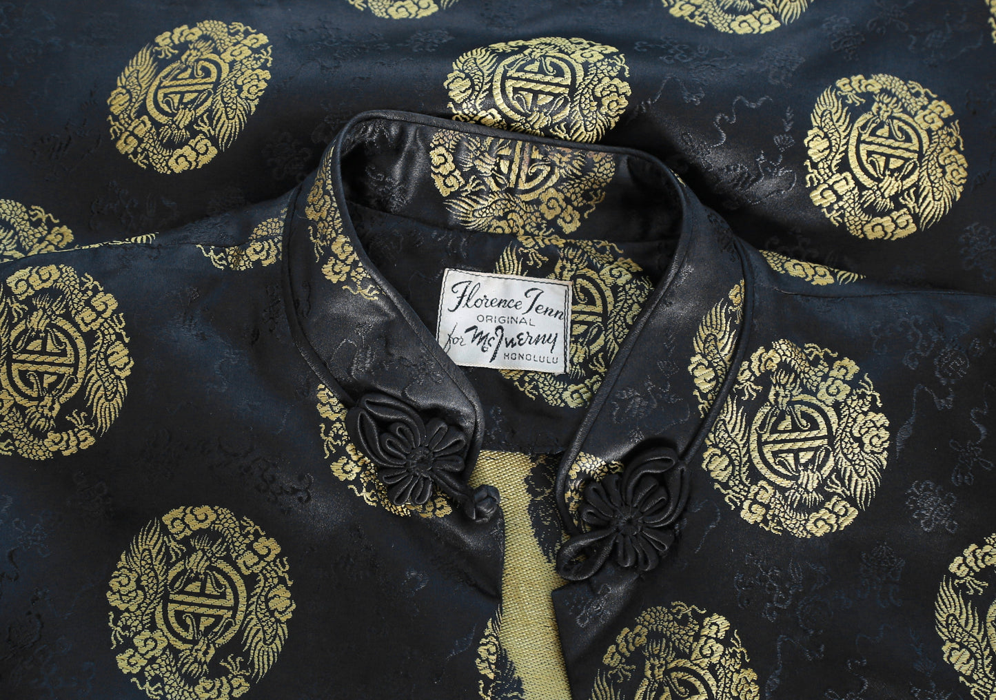 Vintage 1940s Silk brocade floral dragon blouse