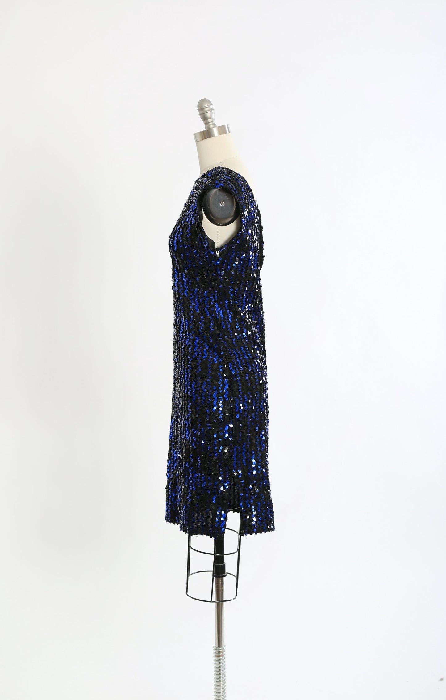 70s blue sequin mini dress