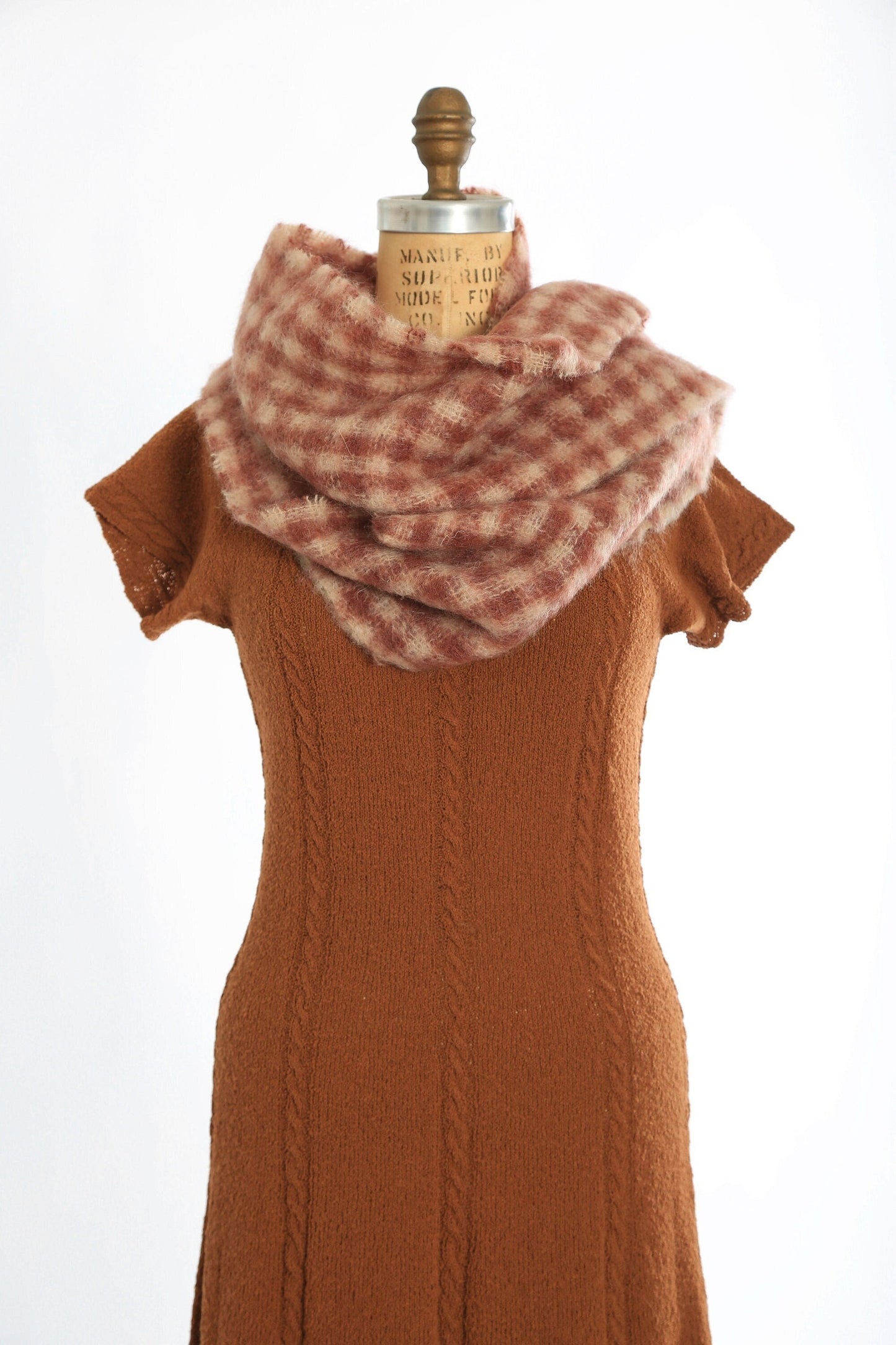 60s Mohair scarf | Vintage 1960s gingham Bloomingdales Scottish mohair scarf