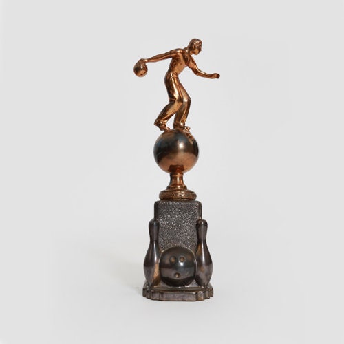 Vintage 1950s bronze bowling trophy