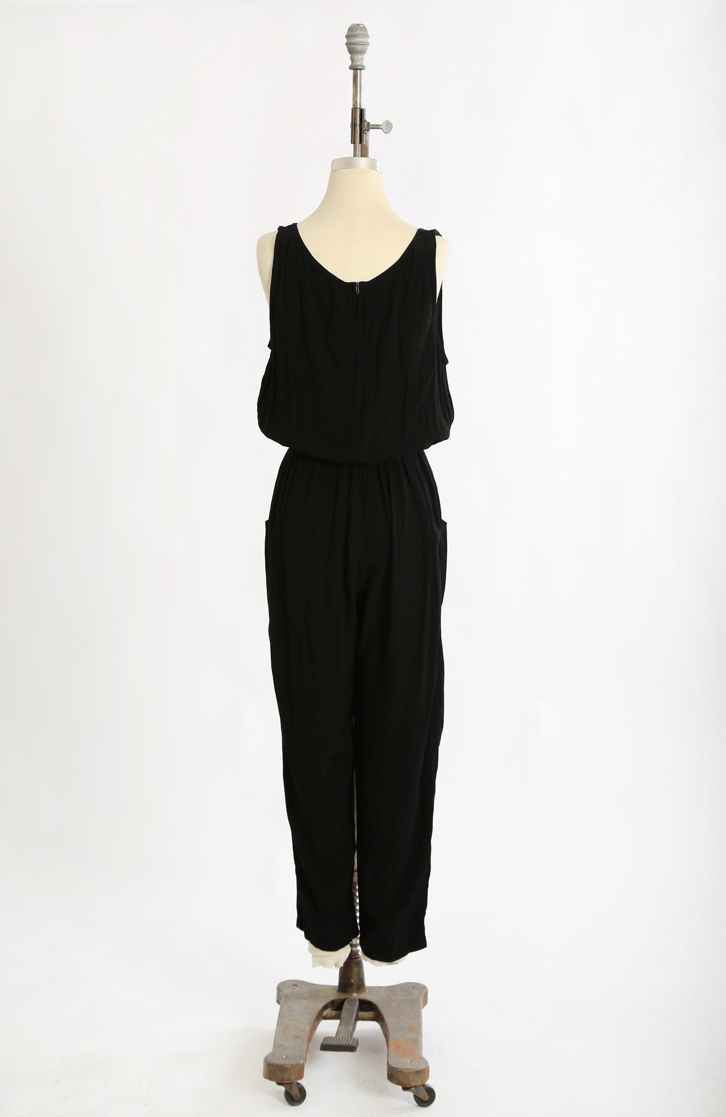 90s black cotton jumpsuit | 1990s Carol Anderson tank jumpsuit