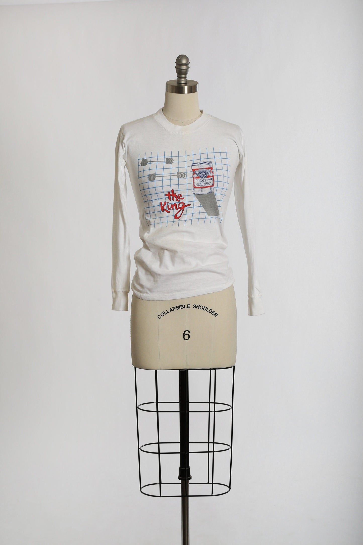 Vintage 80s Budweiser KING OF BEERS 12oz curls long sleeve T - shirt | 1980s Budweiser single stitch tee