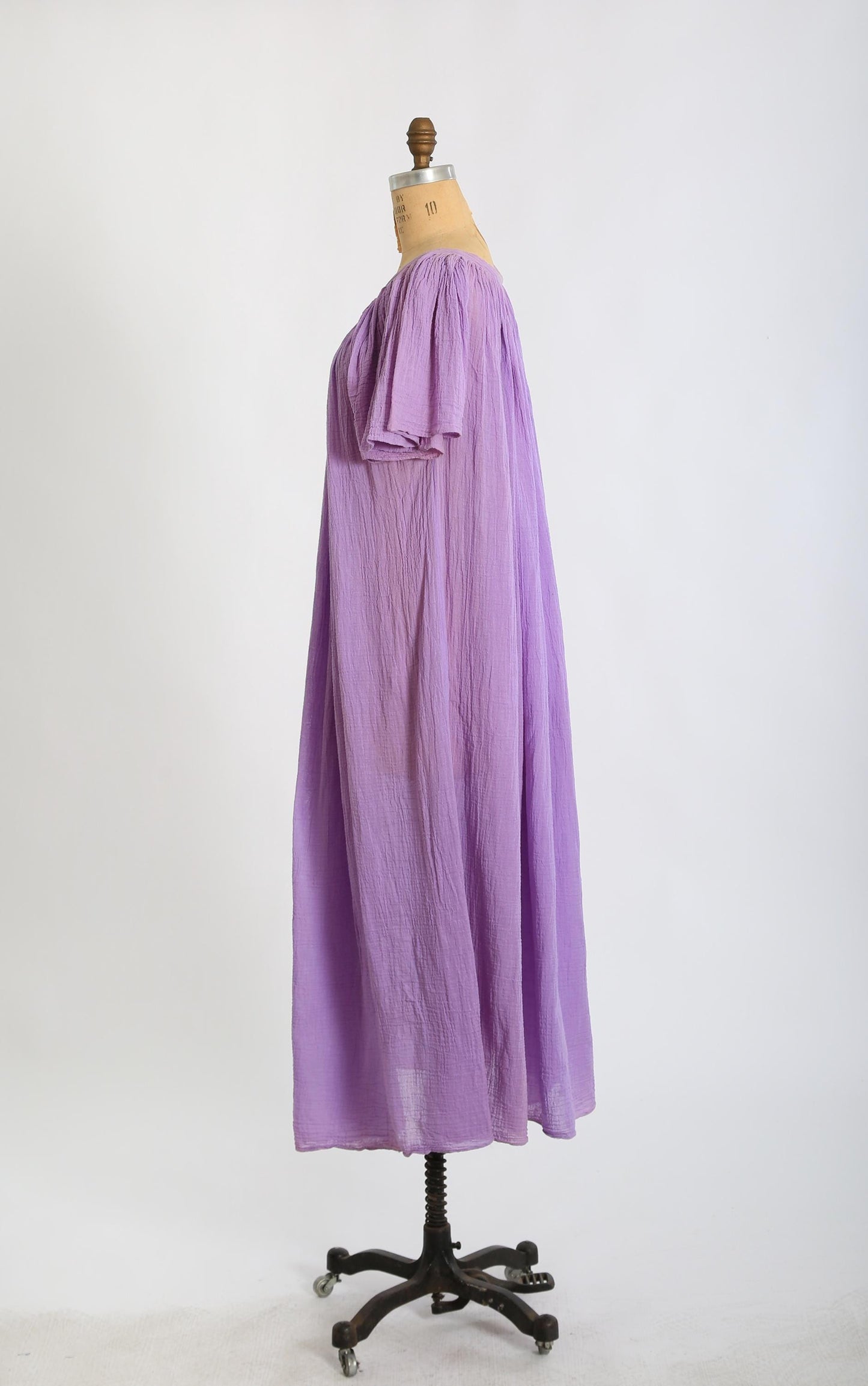 70s Purple Cotton gauze caftan maxi dress