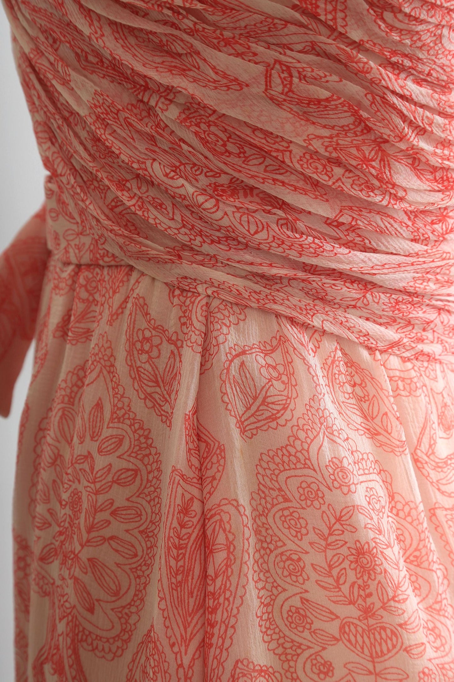 Vintage 1950s f.m. Swiss pink floral silk dress