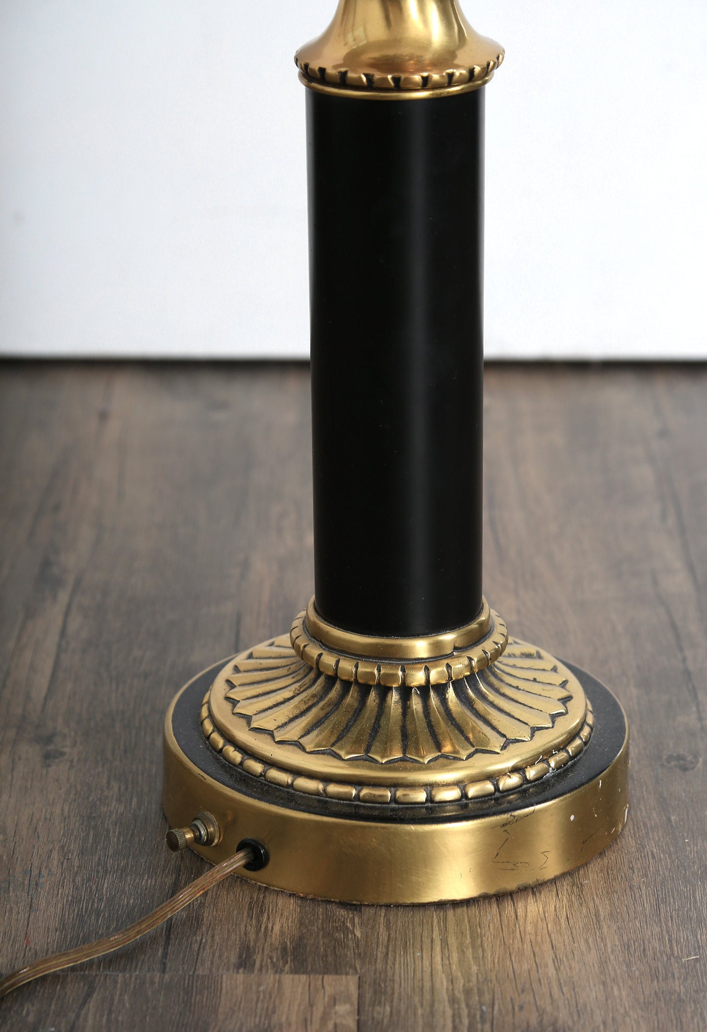 Vintage black + gold brass neoclassical French style table lamp
