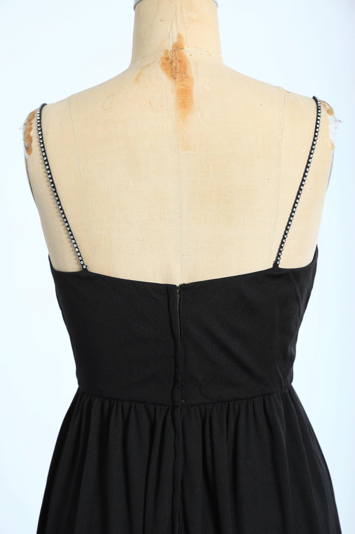 Vintage 70s black rhinestone maxi dress