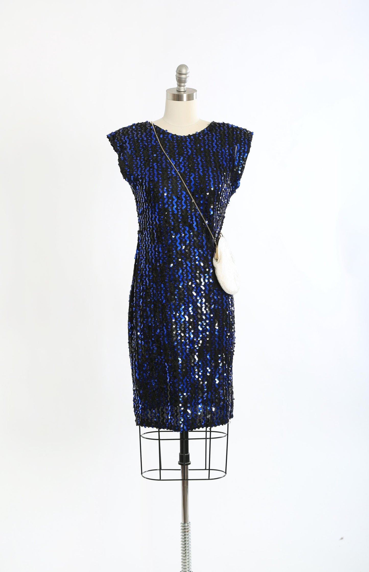 70s blue sequin mini dress
