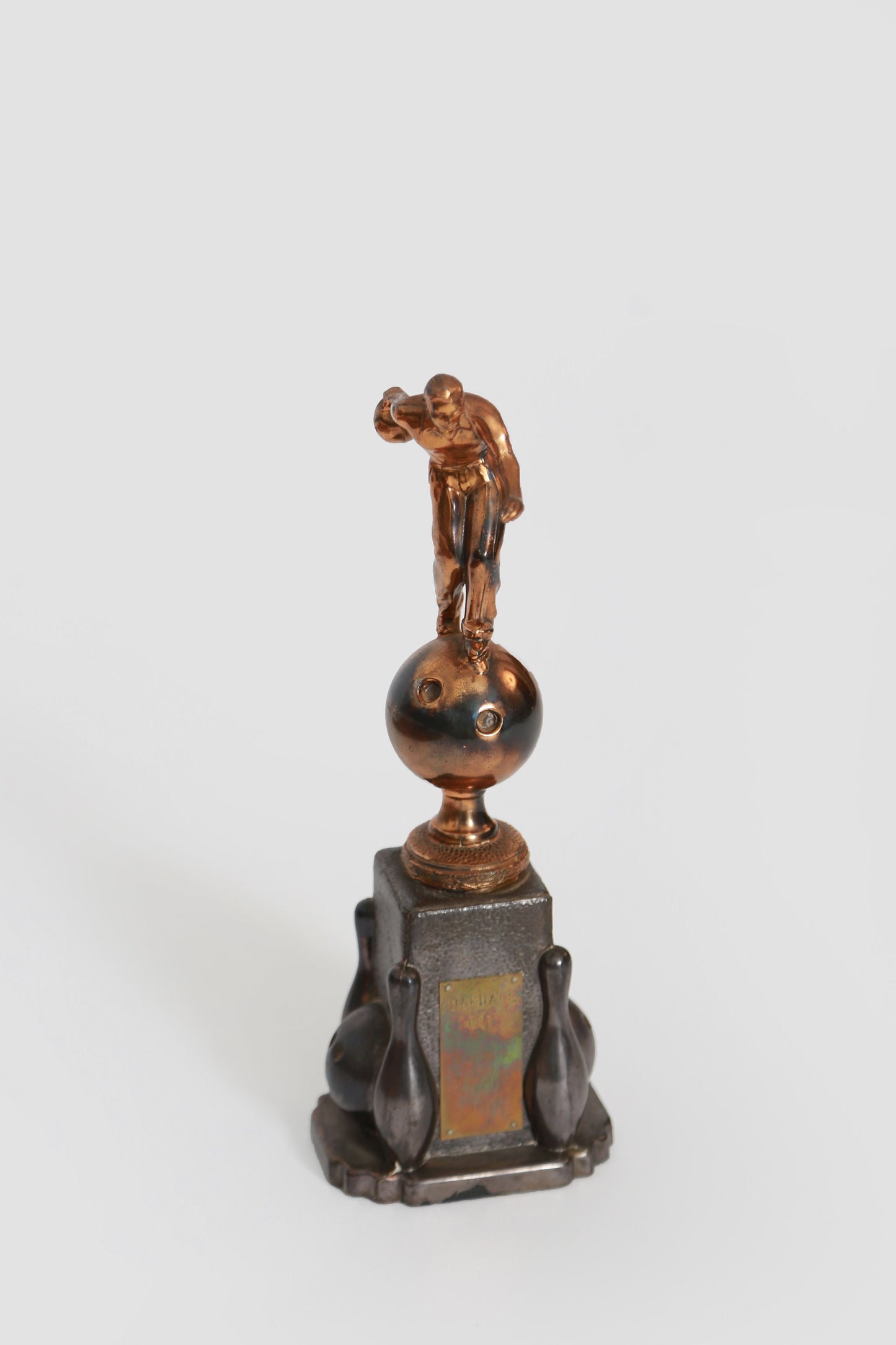 Vintage 1950s bronze bowling trophy