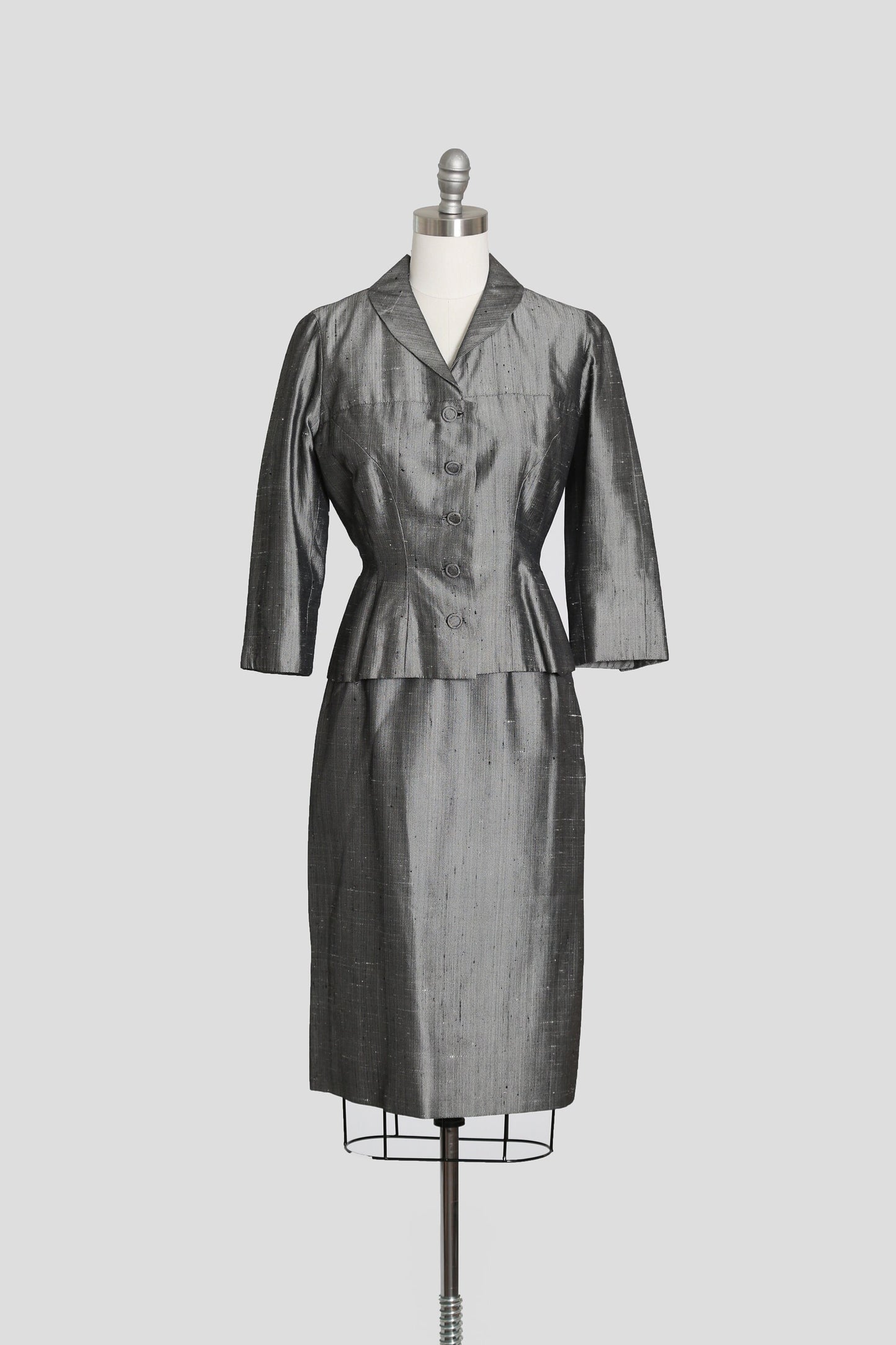 Vintage 1940s silver dress 2pc suit