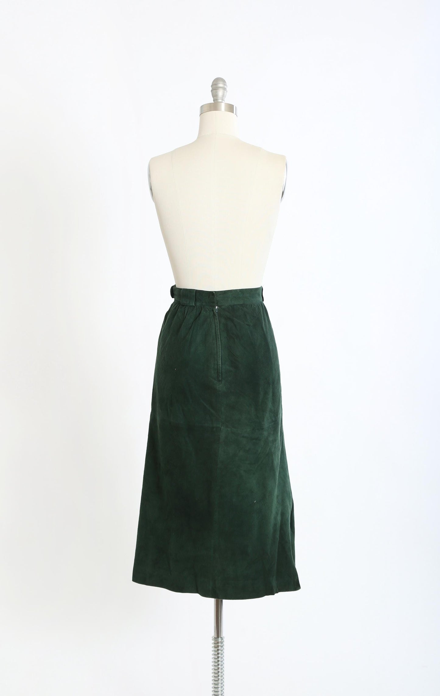 Vintage 90s Forrest green suede leather skirt