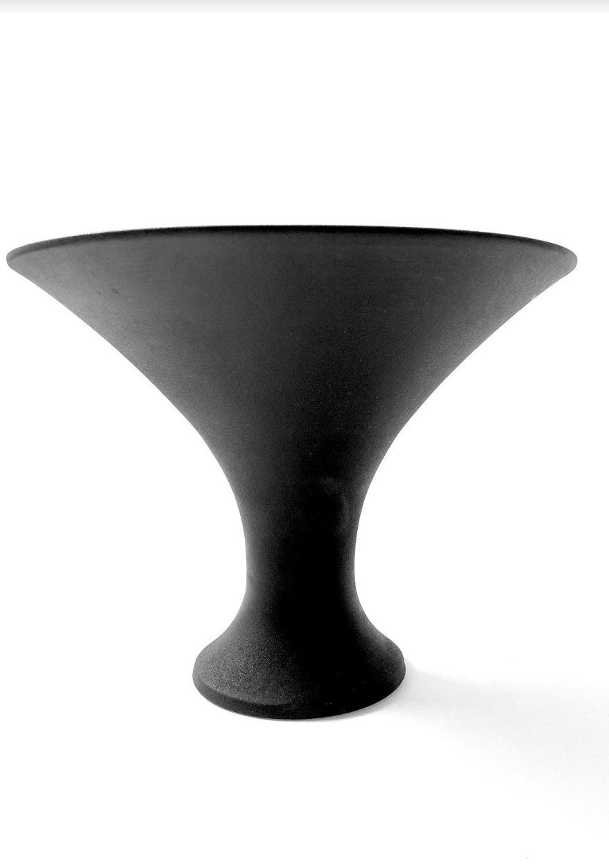Vintage Mid Century Modern Architectural pottery Vase | Matte black stoneware planter