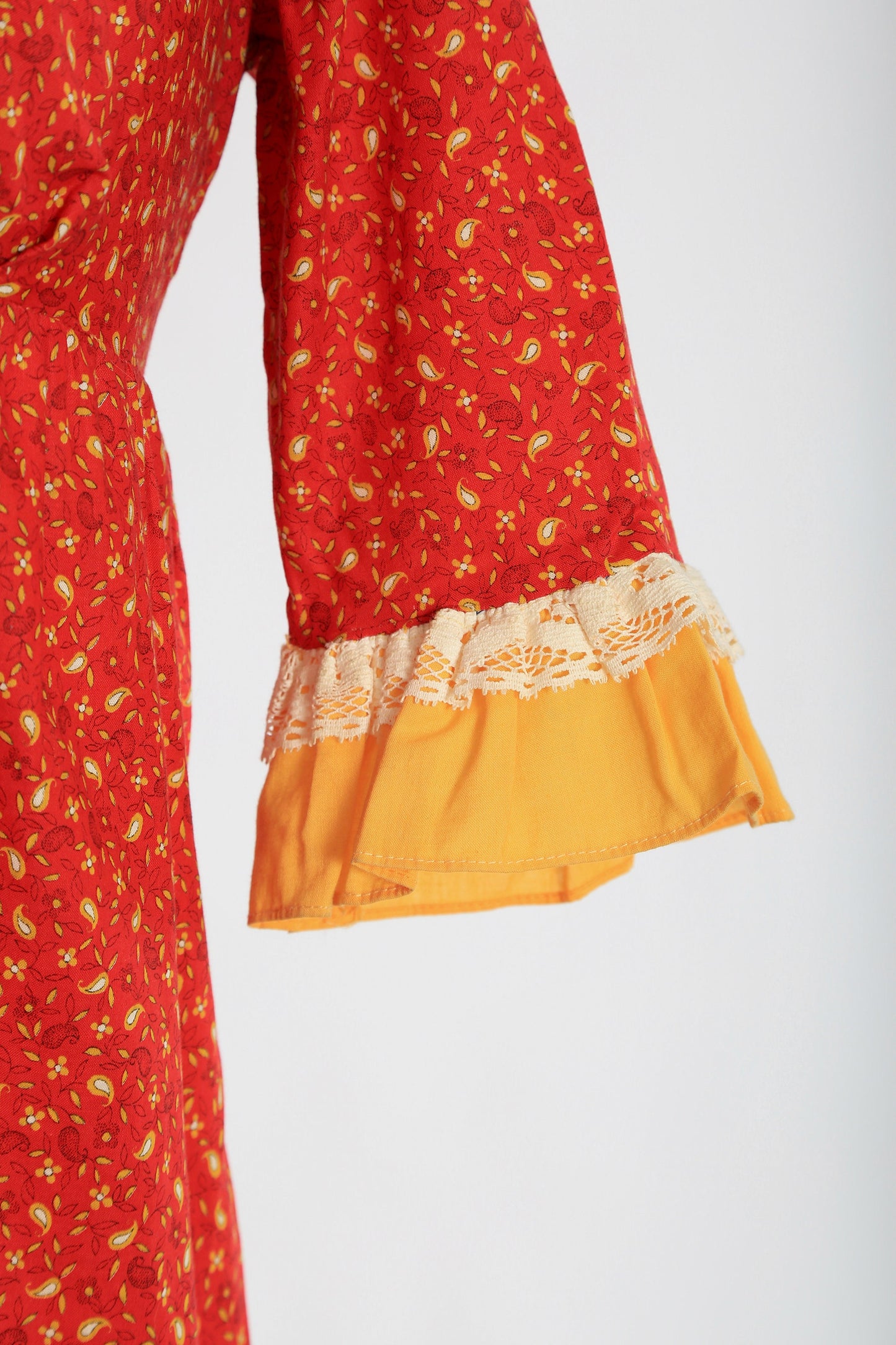 Vintage 50s Edwardian style floral cotton paisley dress