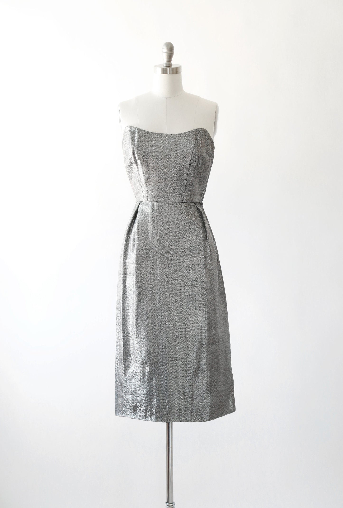 50s silver Lame bombshell dress | Vintage 1950s metal lame wiggle dress