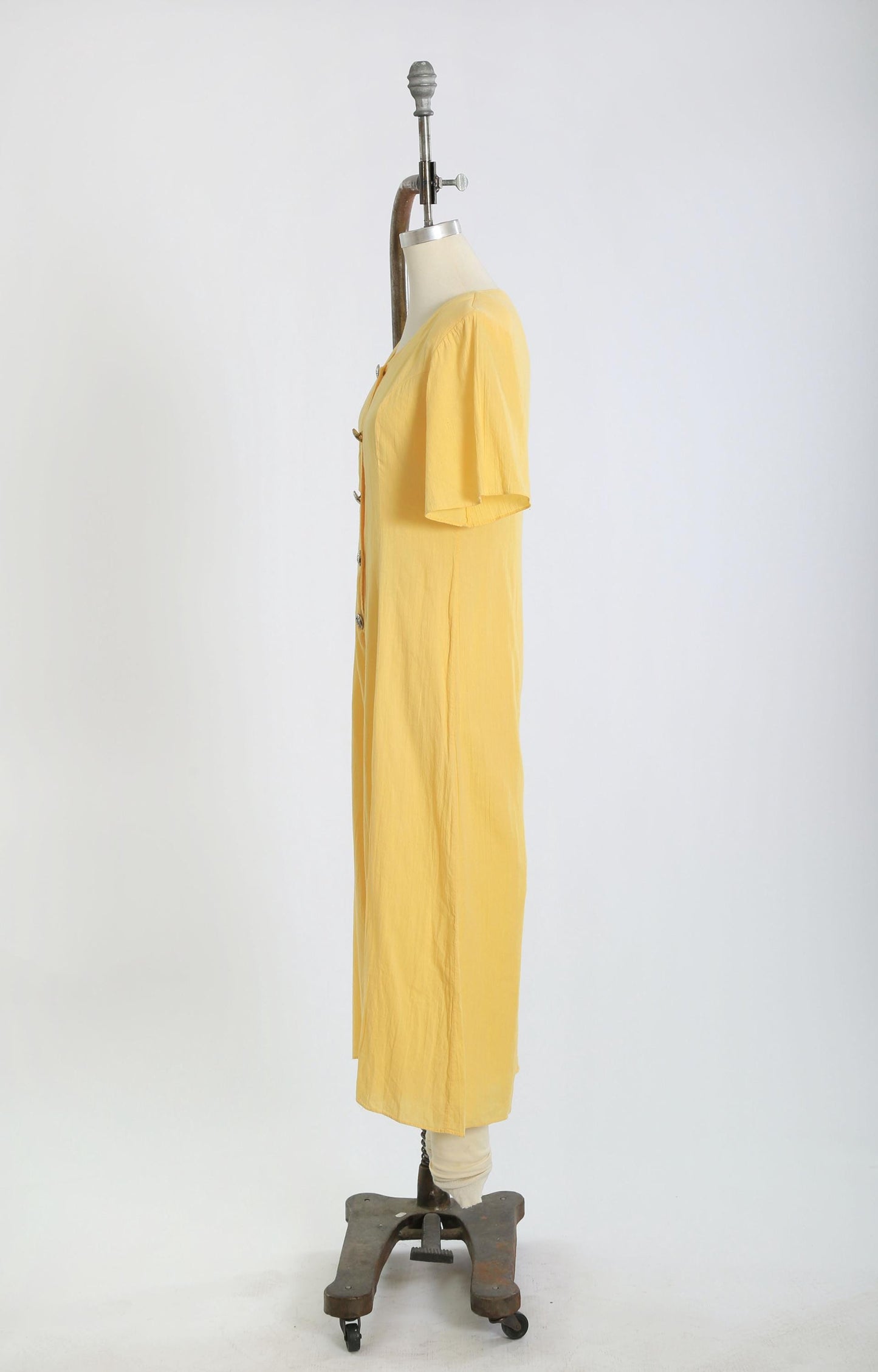 Vintage 1980s yellow cotton gauze wide leg jumpsuit