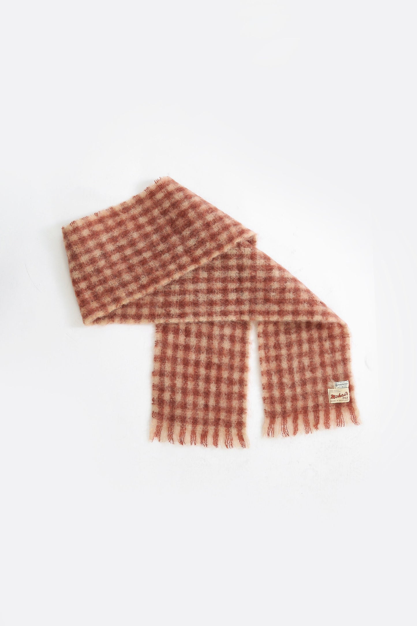 60s Mohair scarf | Vintage 1960s gingham Bloomingdales Scottish mohair scarf