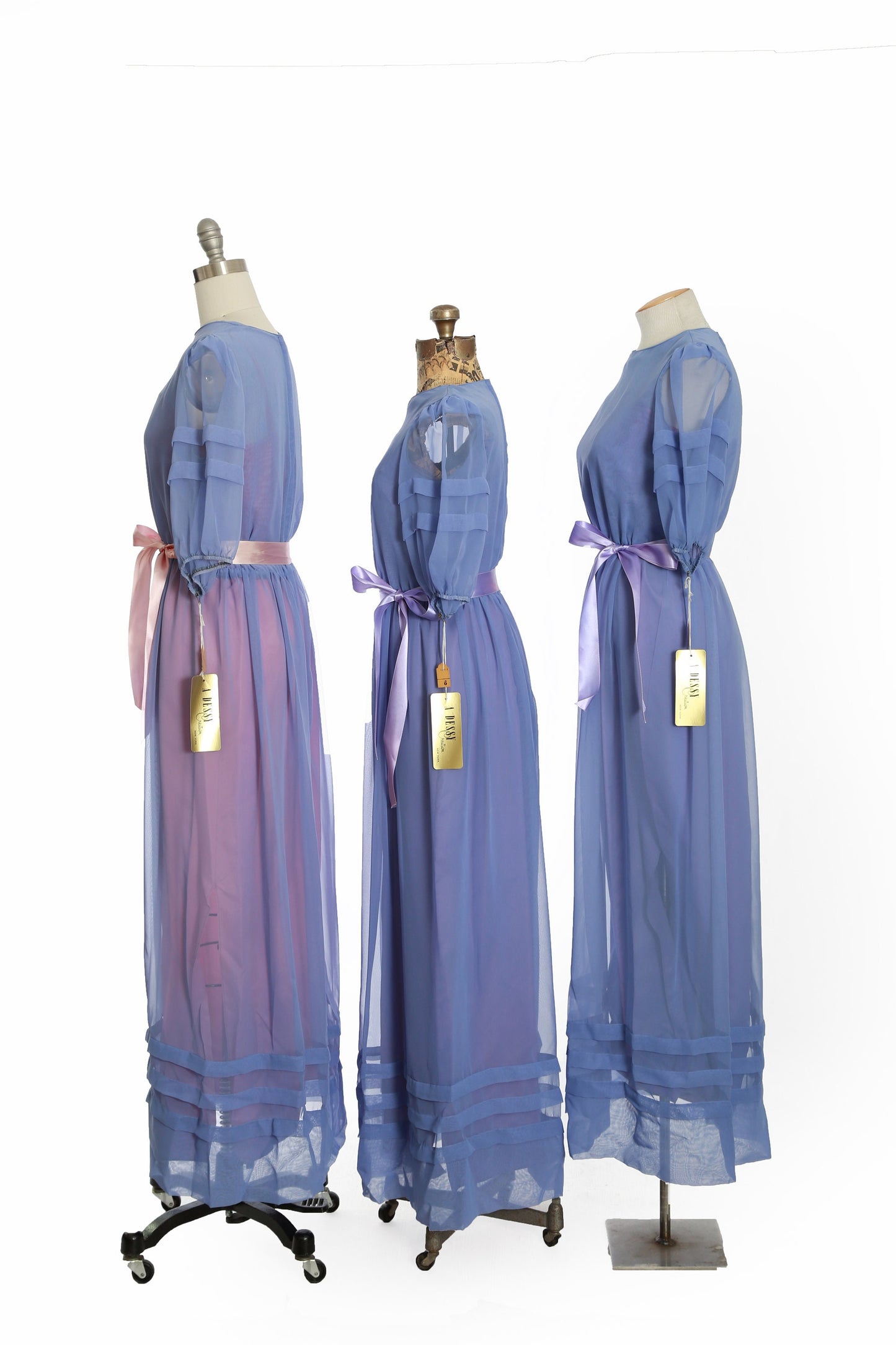 Vintage 70s chiffon maxi dress | 1970s deadstock purple bridesmaid dress
