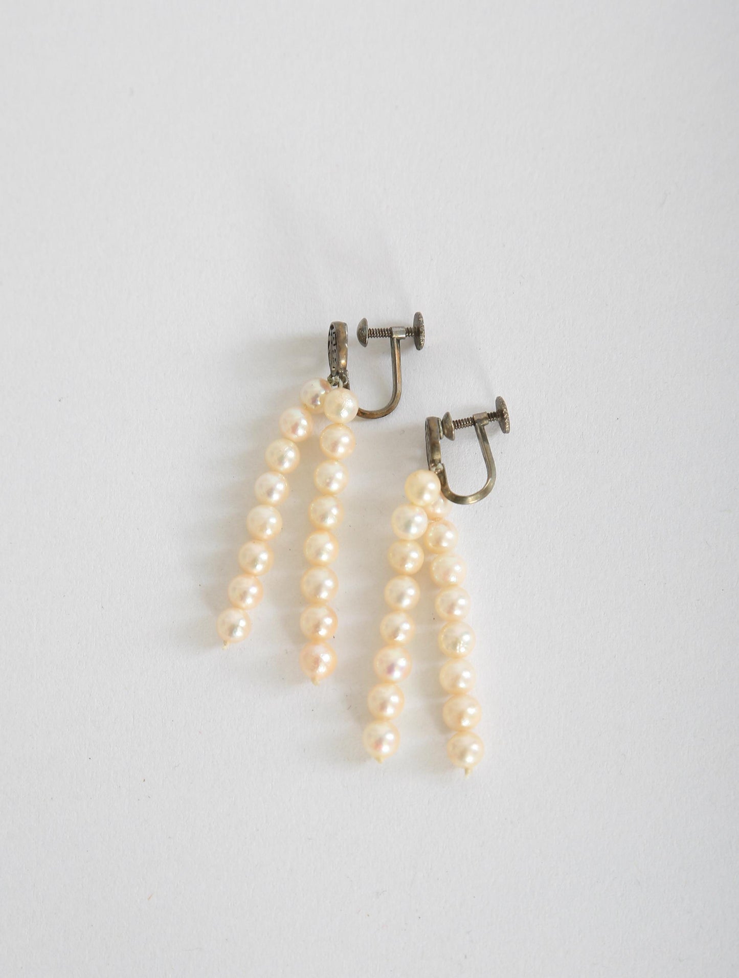 Vintage Ty Lee sterling Silver Chinese Pearl dangle earrings