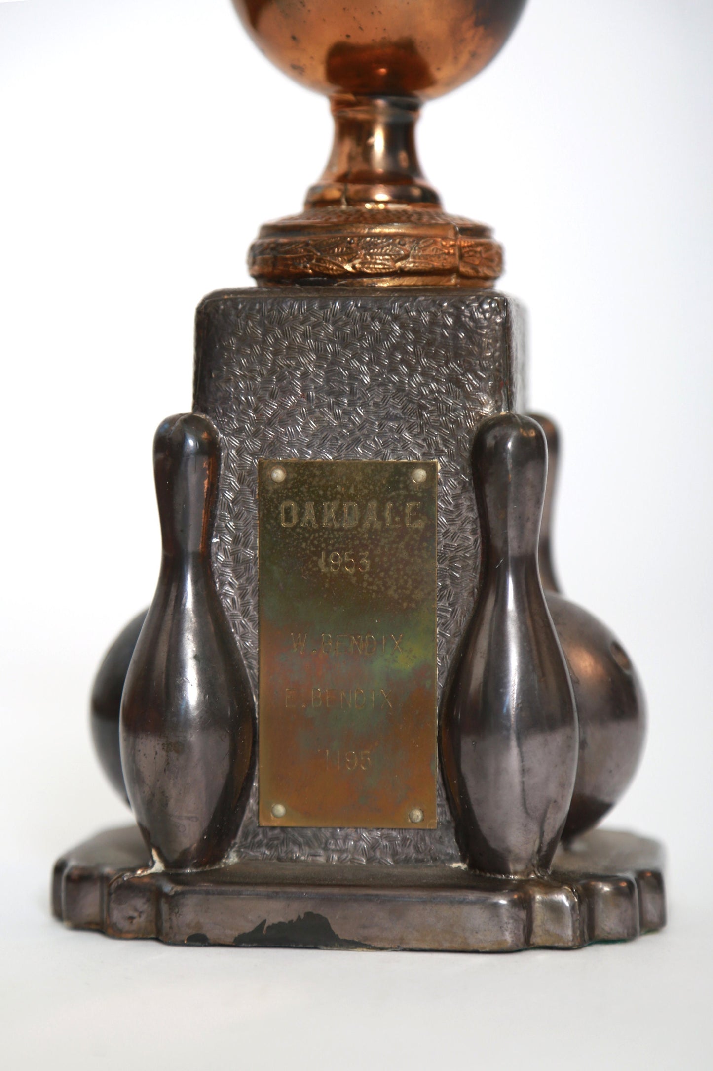 Vintage 1950s bronze bowling trophy