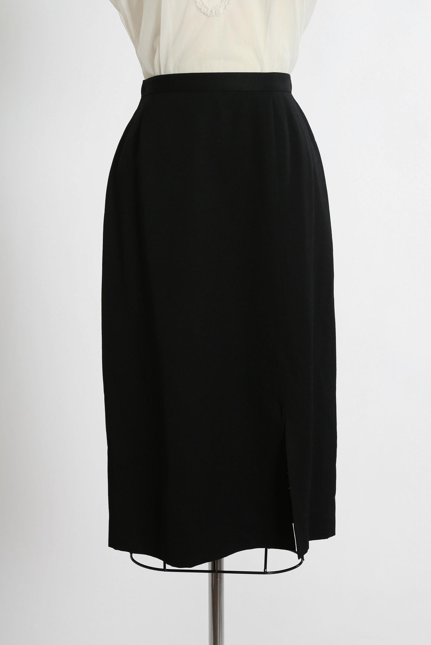 60s black worsted wool Paul Stanley pencil skirt