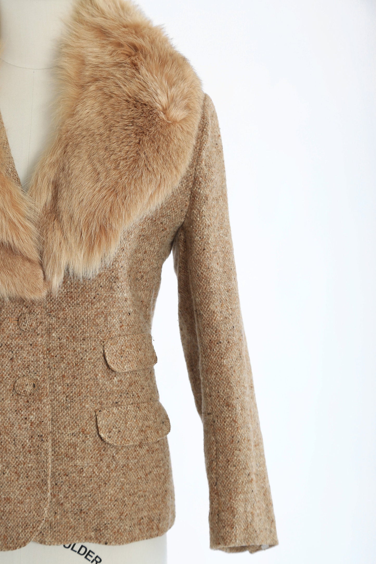 Lilli Ann fox fur blazer | Vintage 1970s Adolph Schuman for Lilli Ann wool tweed blazer