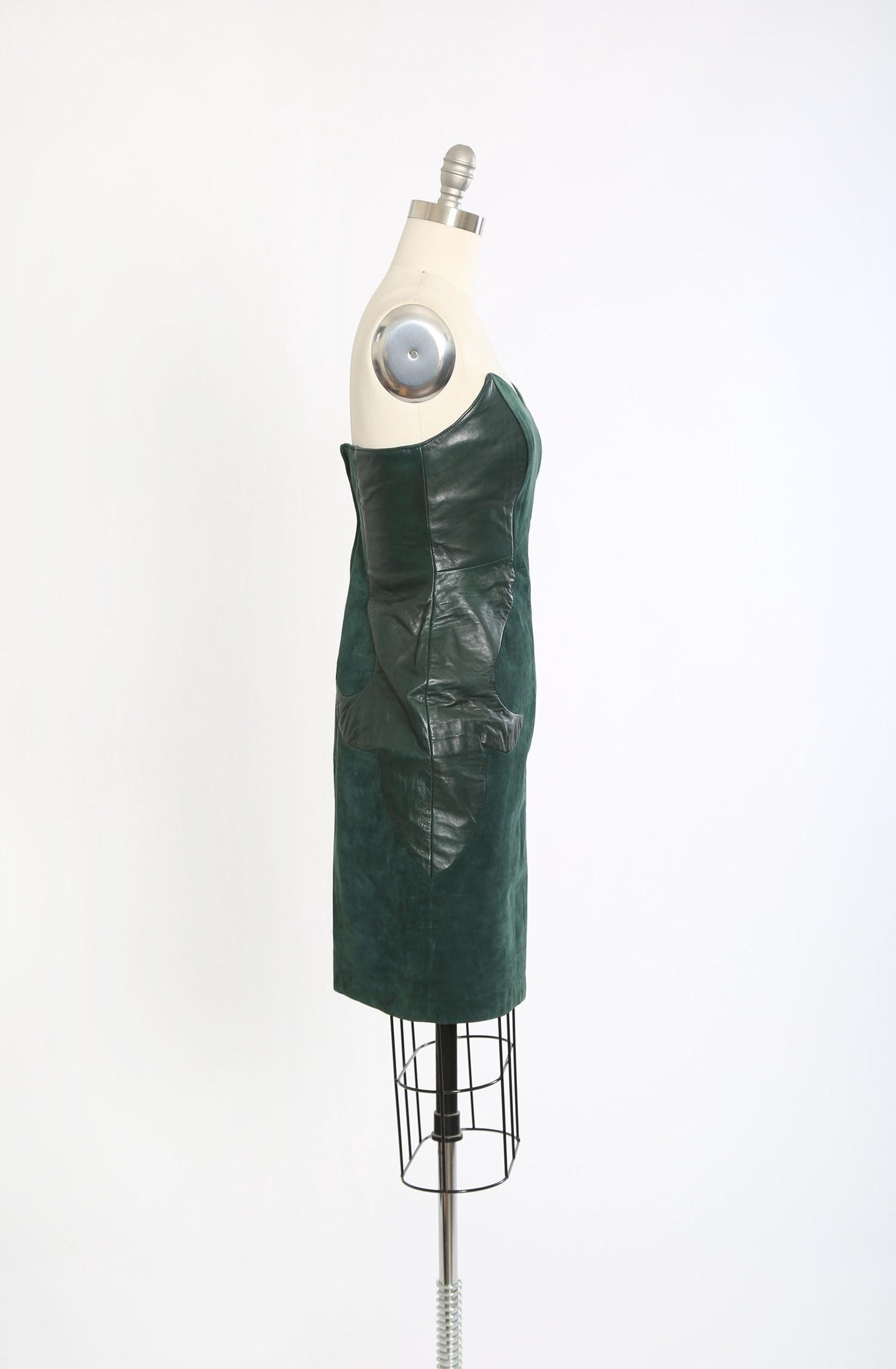 Vintage Micheal Hoban North Beach green leather mini dress + cropped jacket