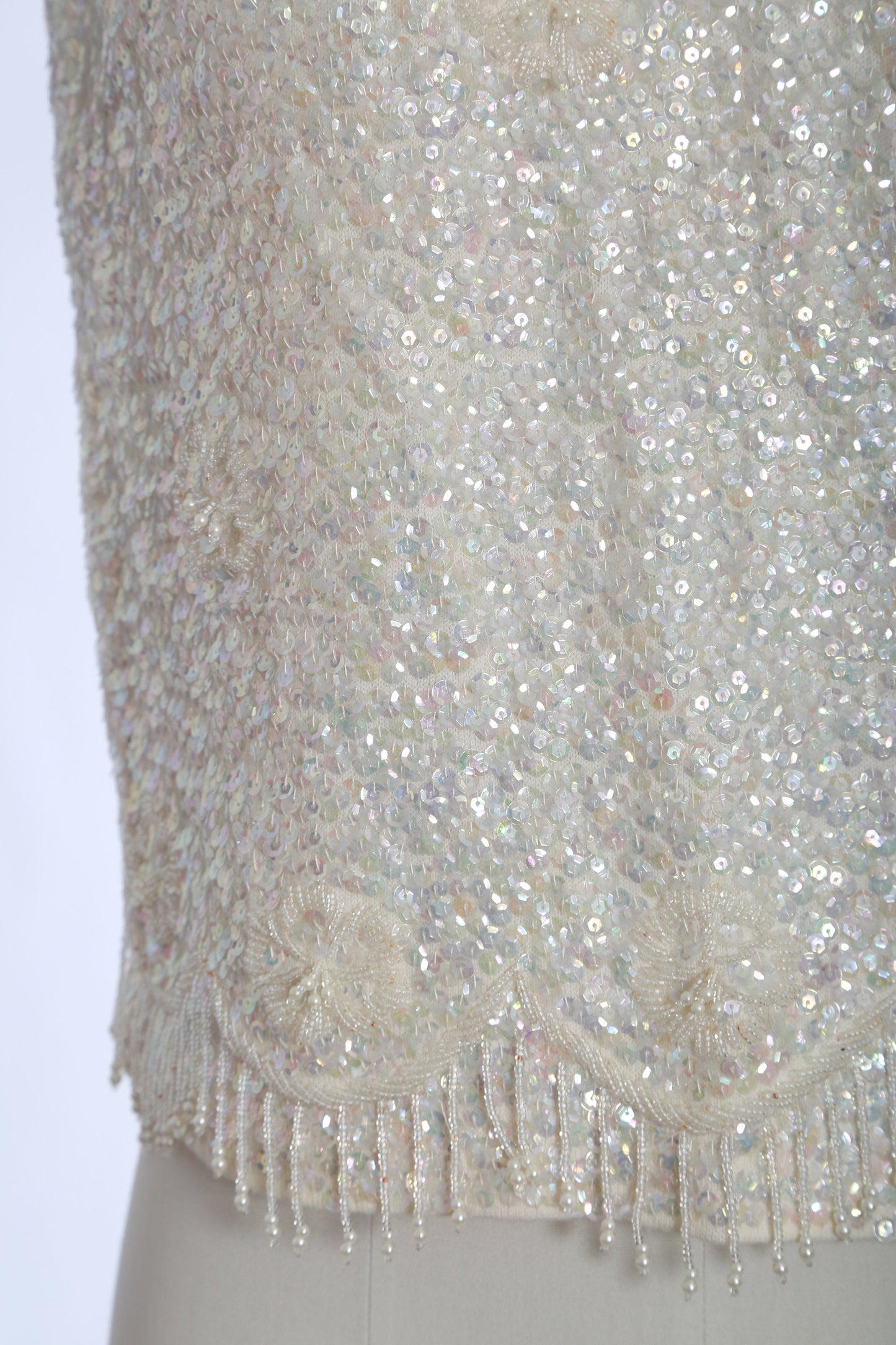 Jeri-Jo sequin tank | Vintage 1960s iridescent beaded sequin Zephry wool tank top