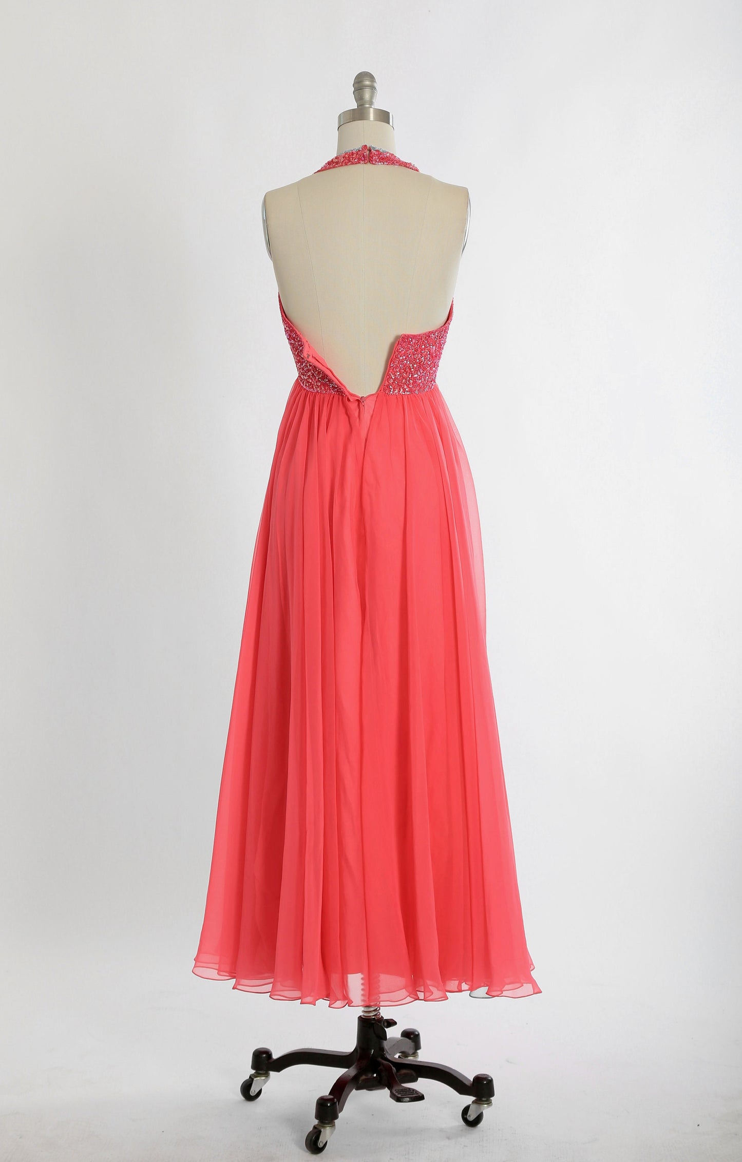 Mike Benet sequin dress | Vintage 60s 70s pink chiffon sequin maxi dress