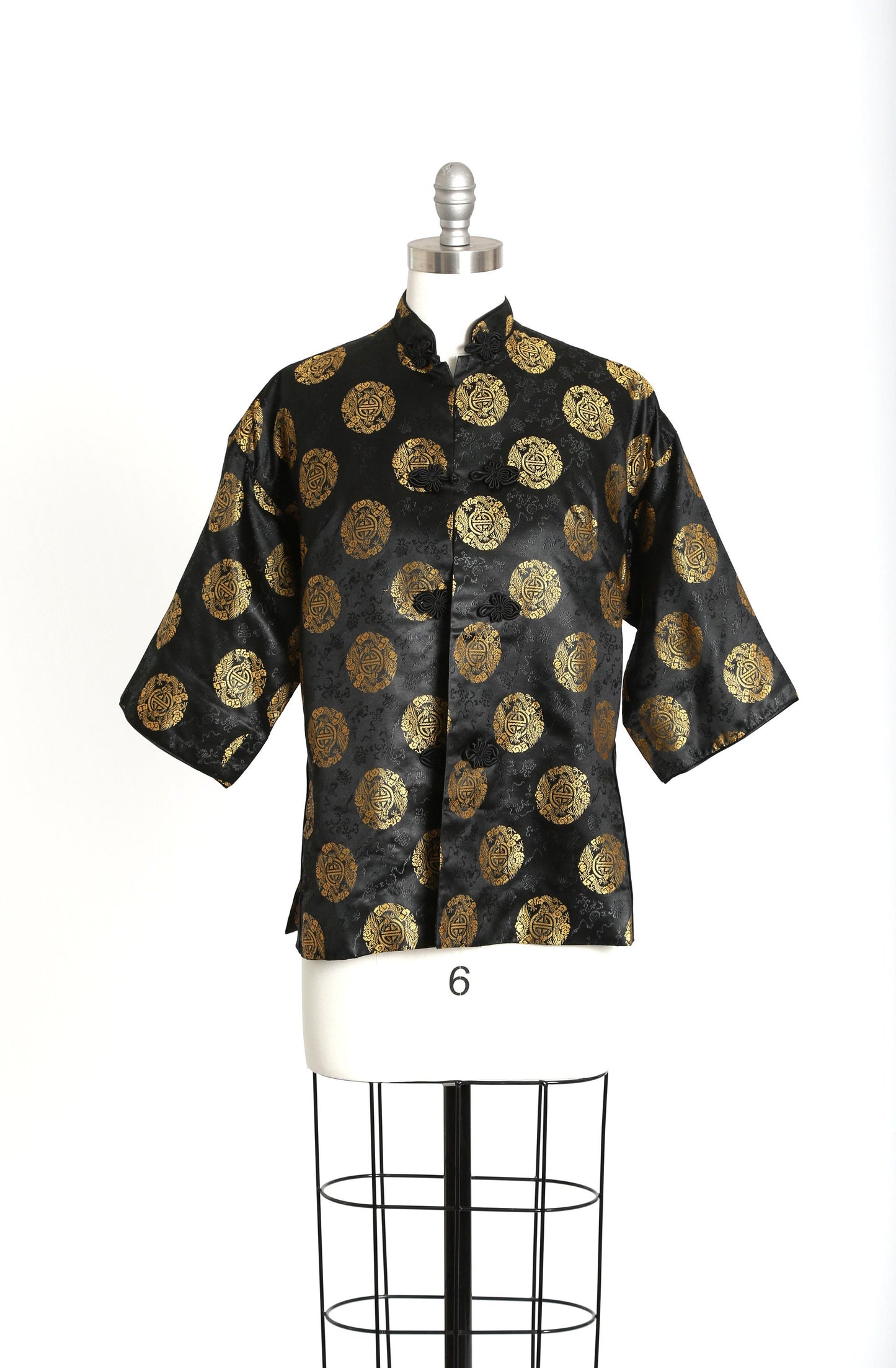 Vintage 1940s Silk brocade floral dragon blouse