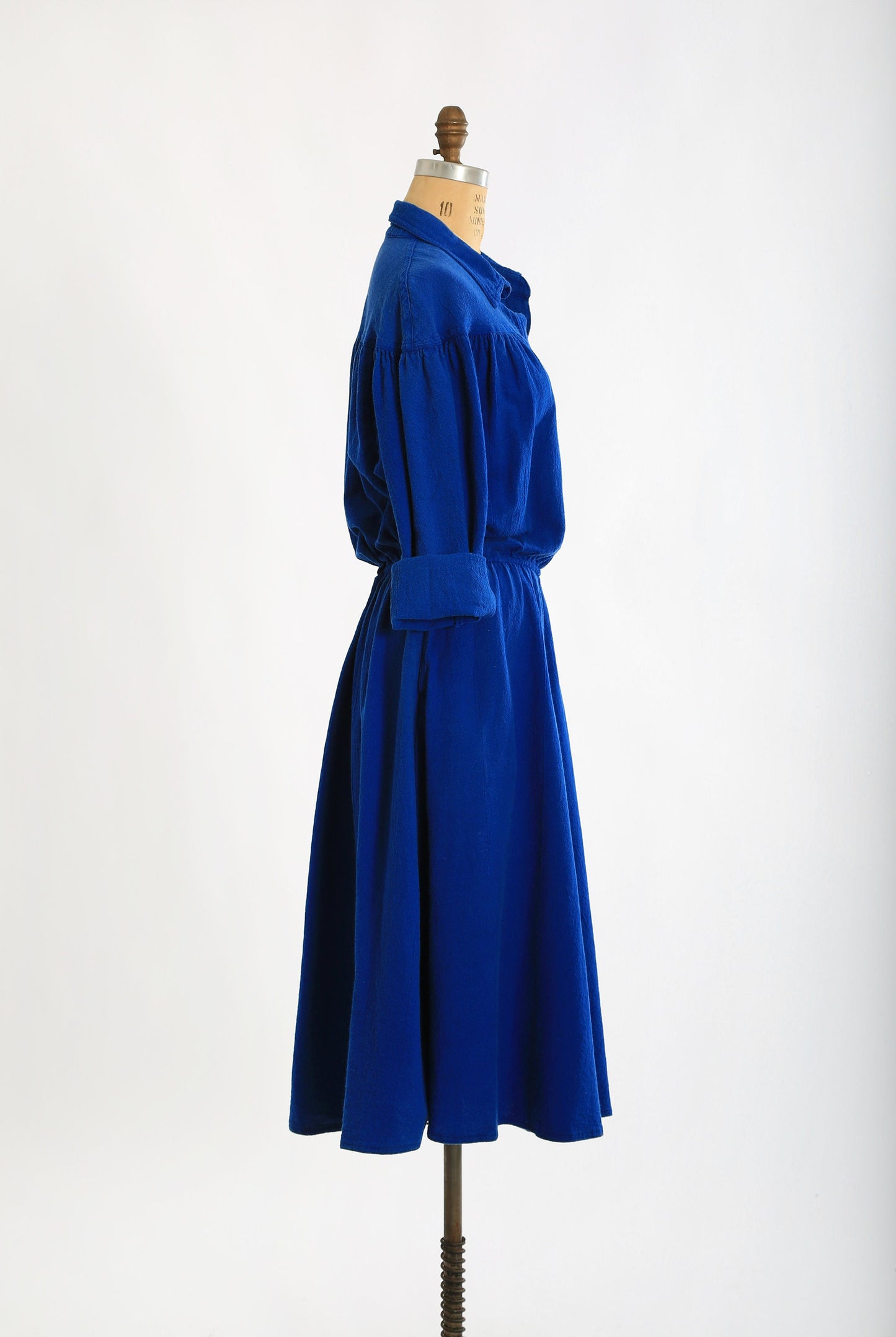 Vintage 80s blue cotton midi dress