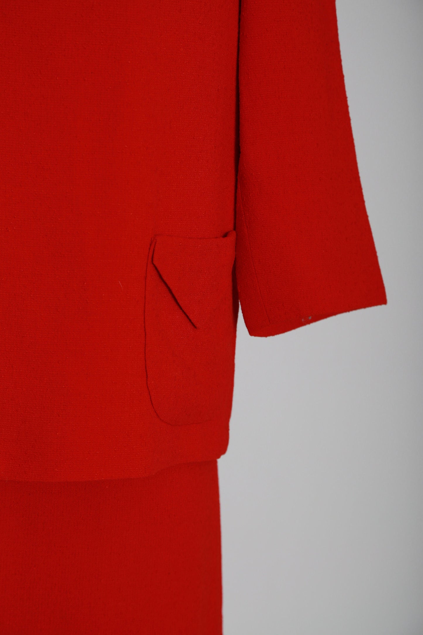60s red wool suit | Vintage 1960s red 2pc shift dress + top suit | Mid century Modern 2pc dress suit