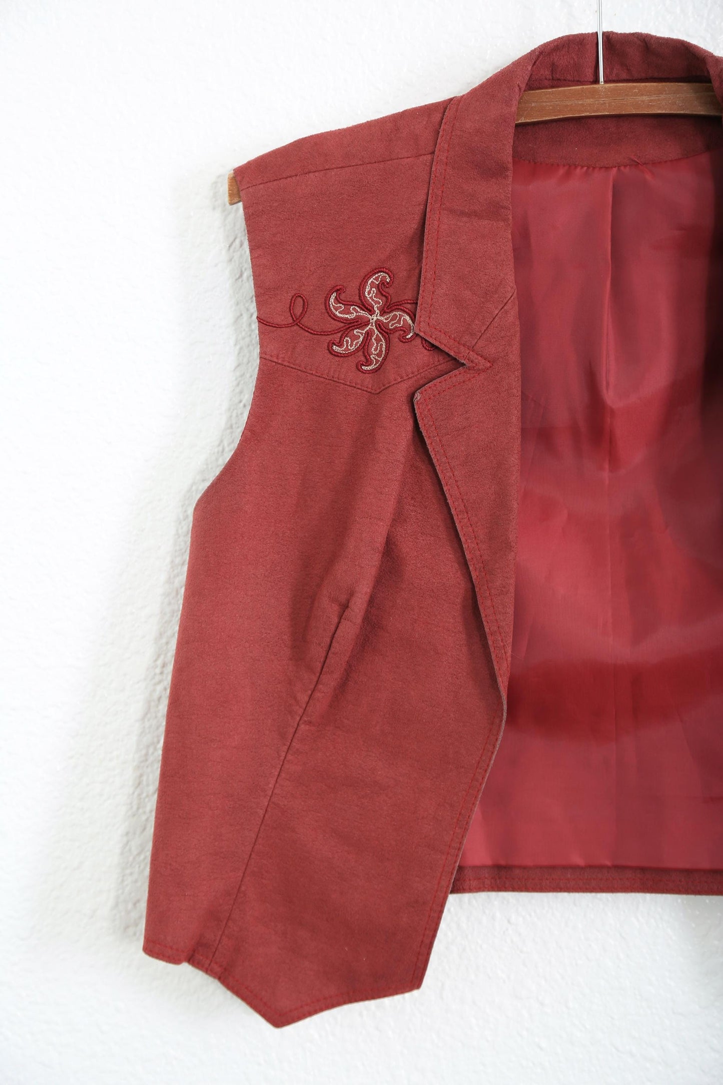 70s Maroon suede leather vest