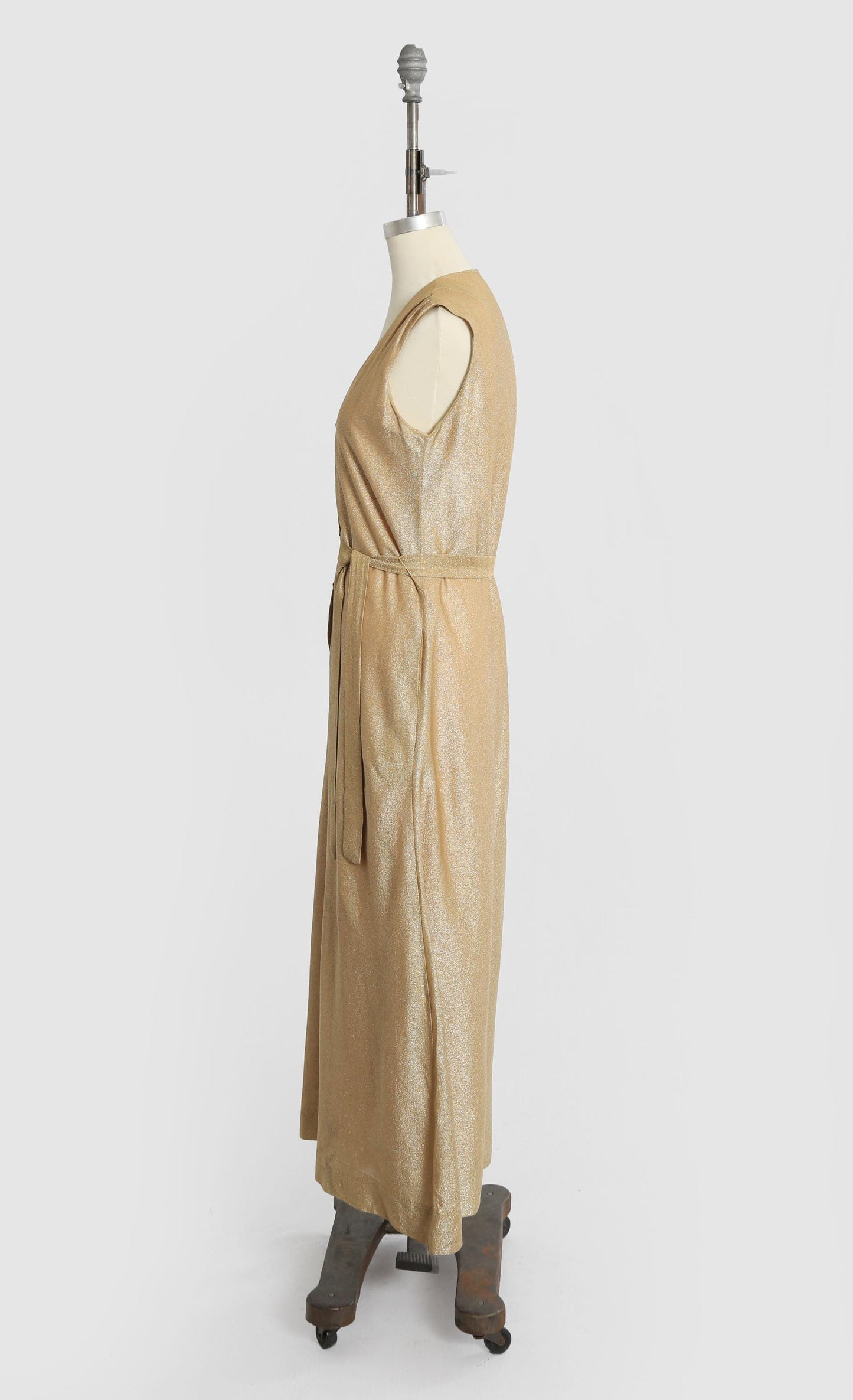 60s Alex Colman California gold jumpsuit | Vintage 1960s Gold Lurex palazzo pant jumpsuit
