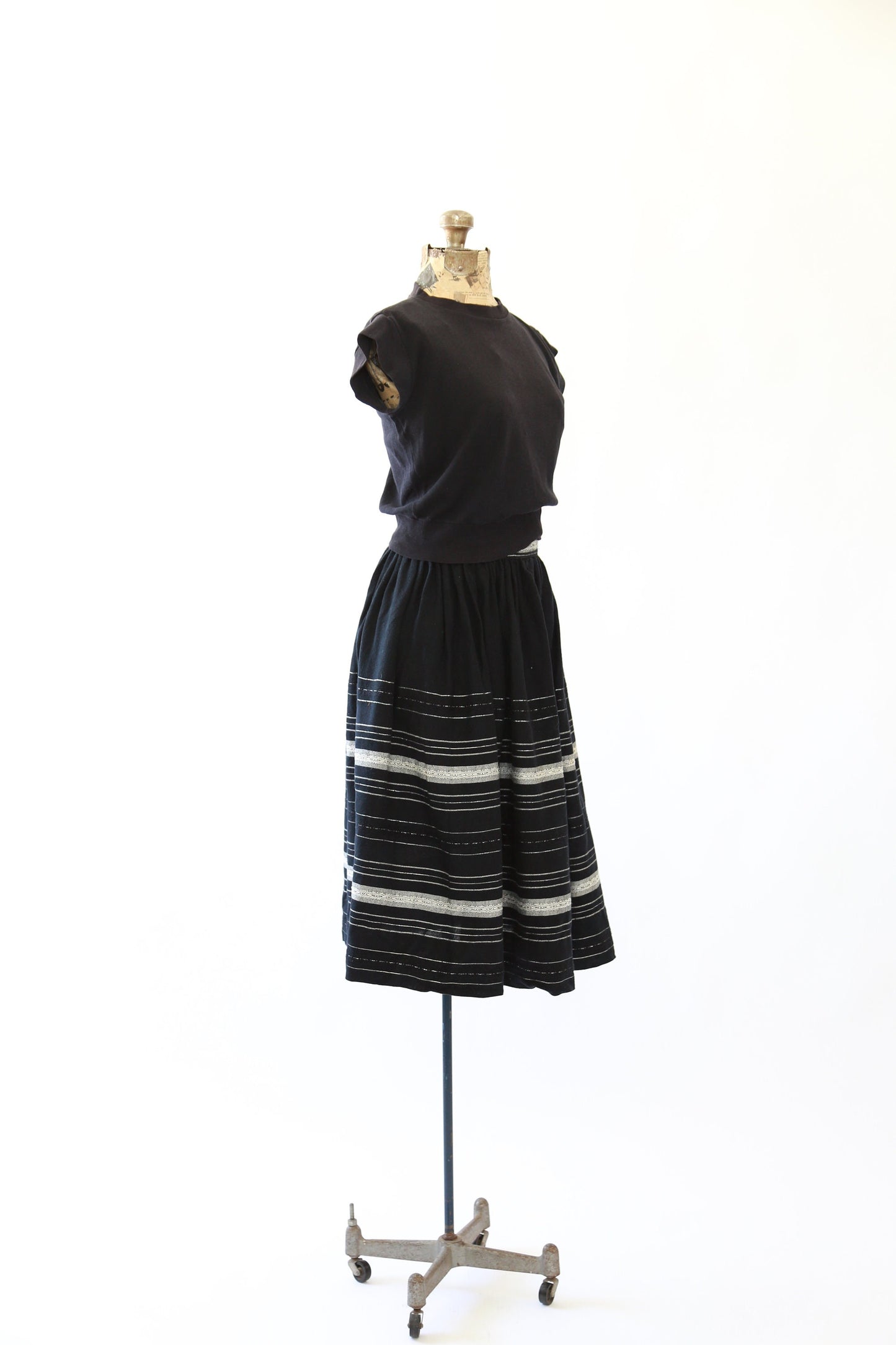 40s Serape skirt | vintage 1940s black woven Mexican skirt