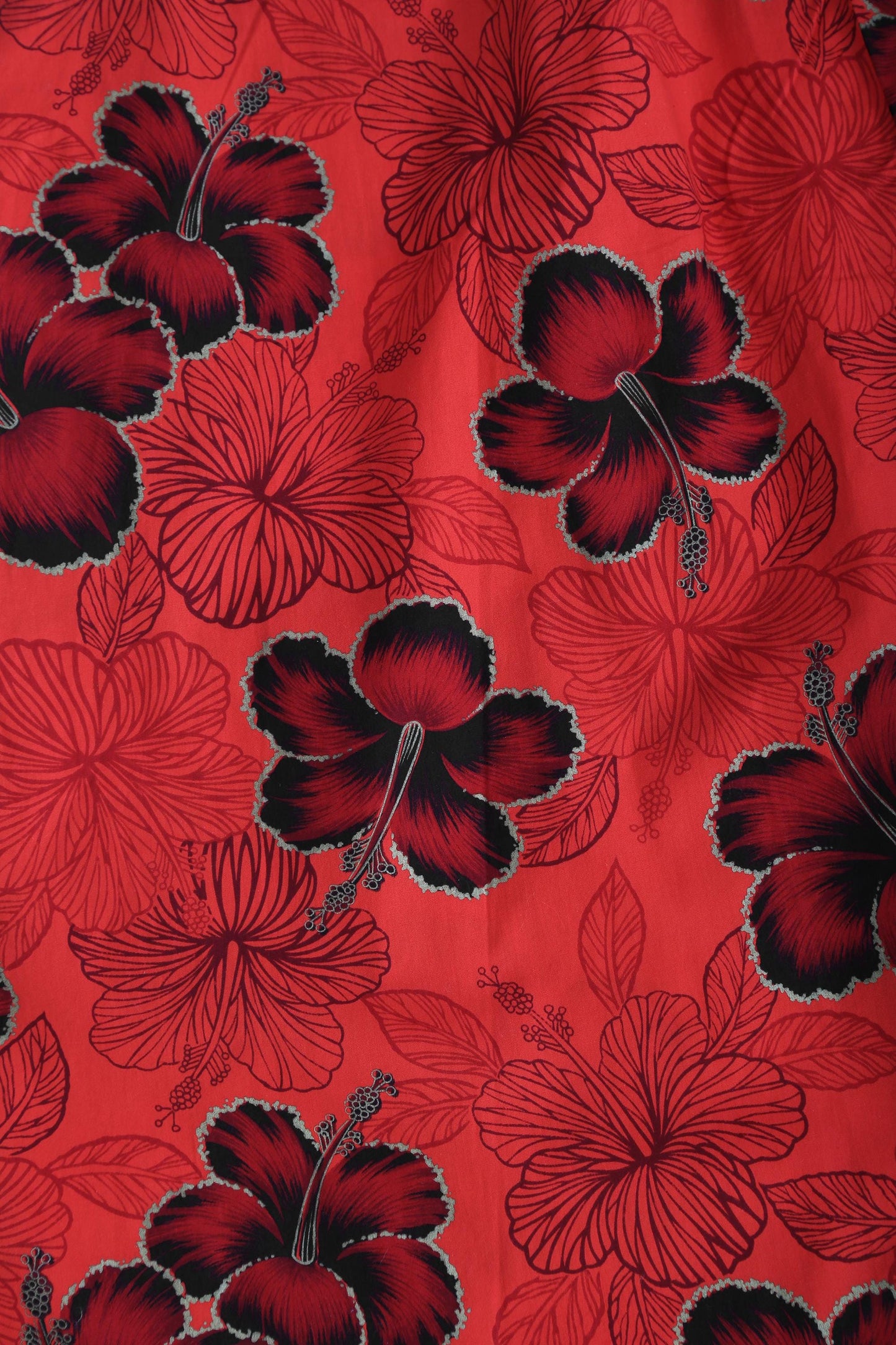 Vintage 1960s deadstock Red tropical hand painted Hibiscus dress
