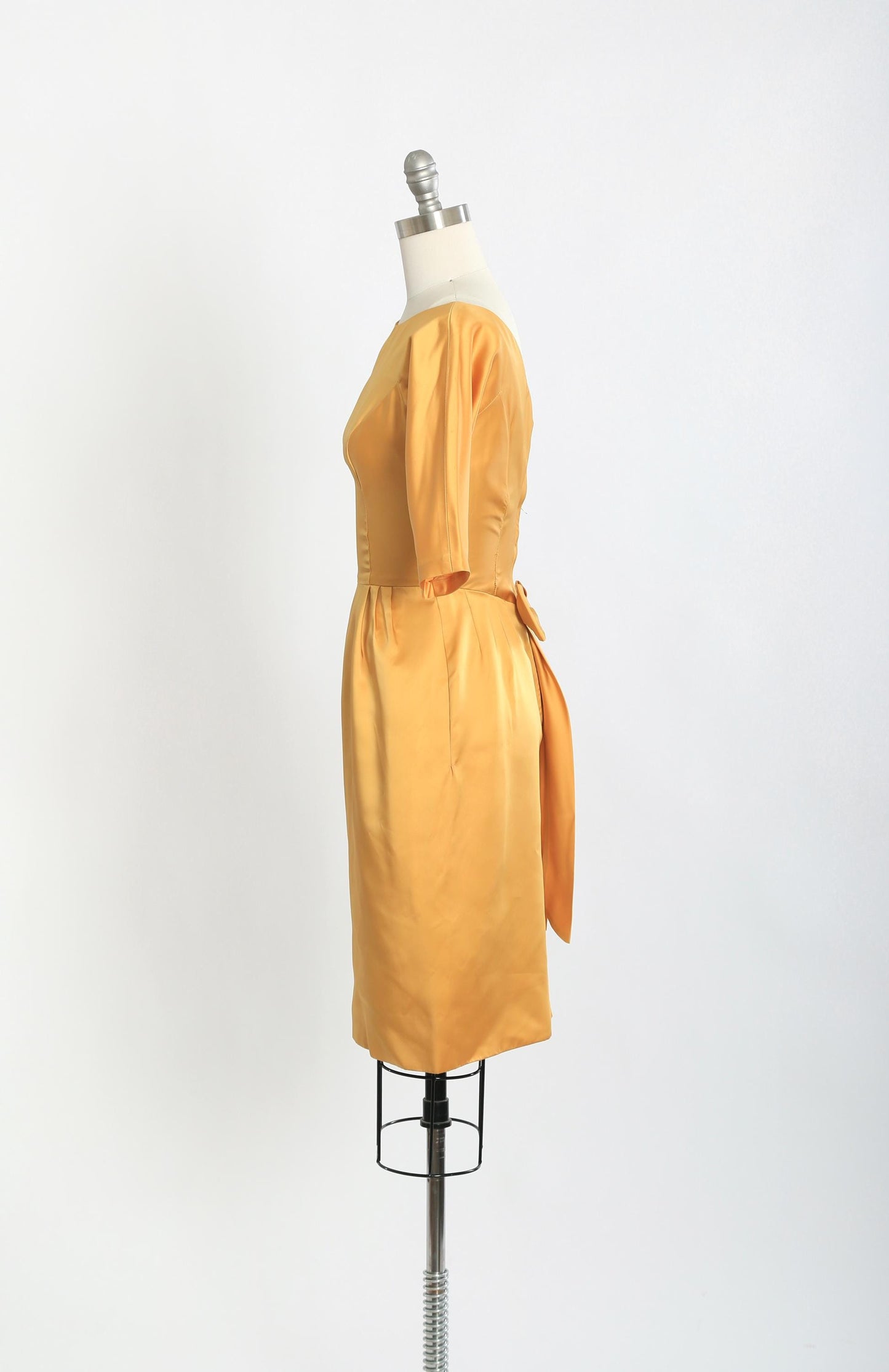 50s Gold satin wiggle dress