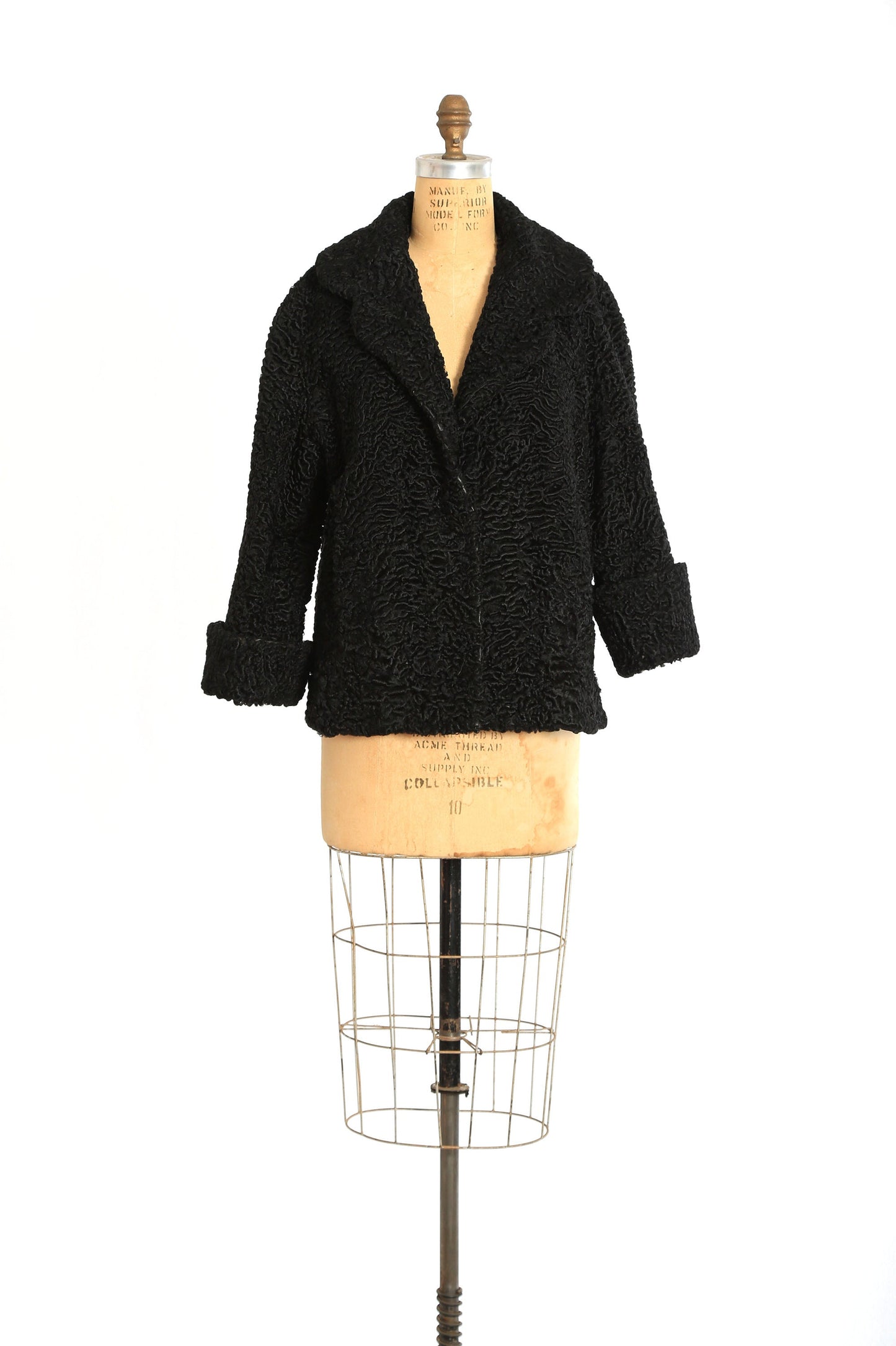 40s Persian lamb fur coat | Vintage 1940s black Persian curly Lamb coat
