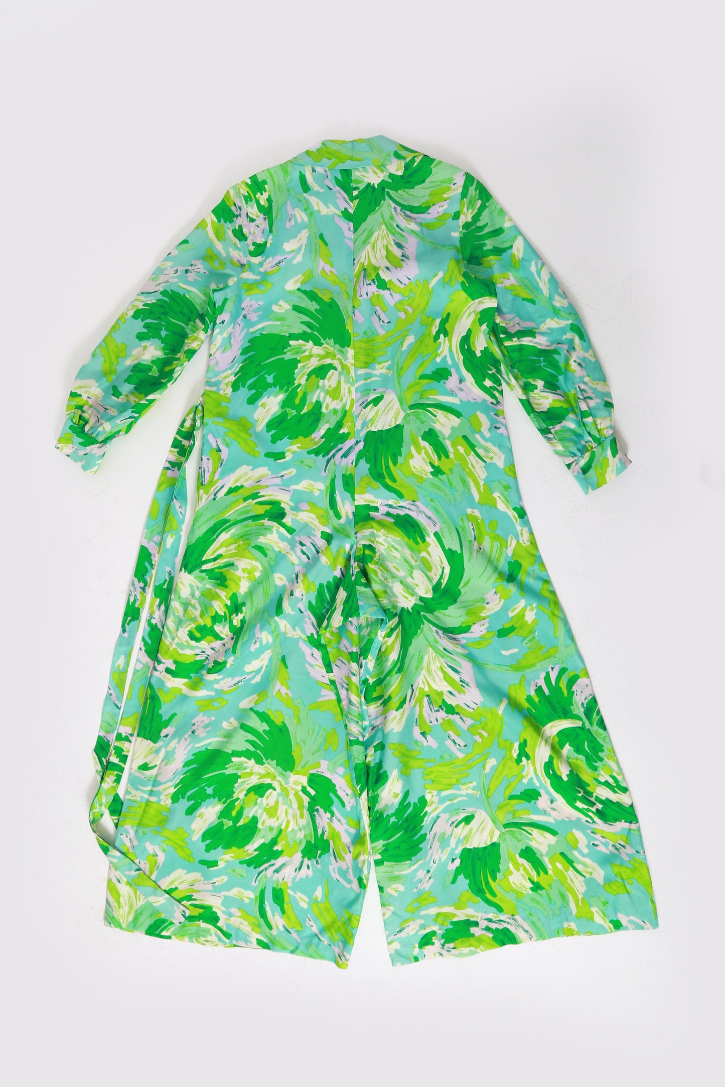 Kamore abstract jumpsuit | Vintage 60s green Jumpsuit | 1960s huge Palazzo jumpsuit