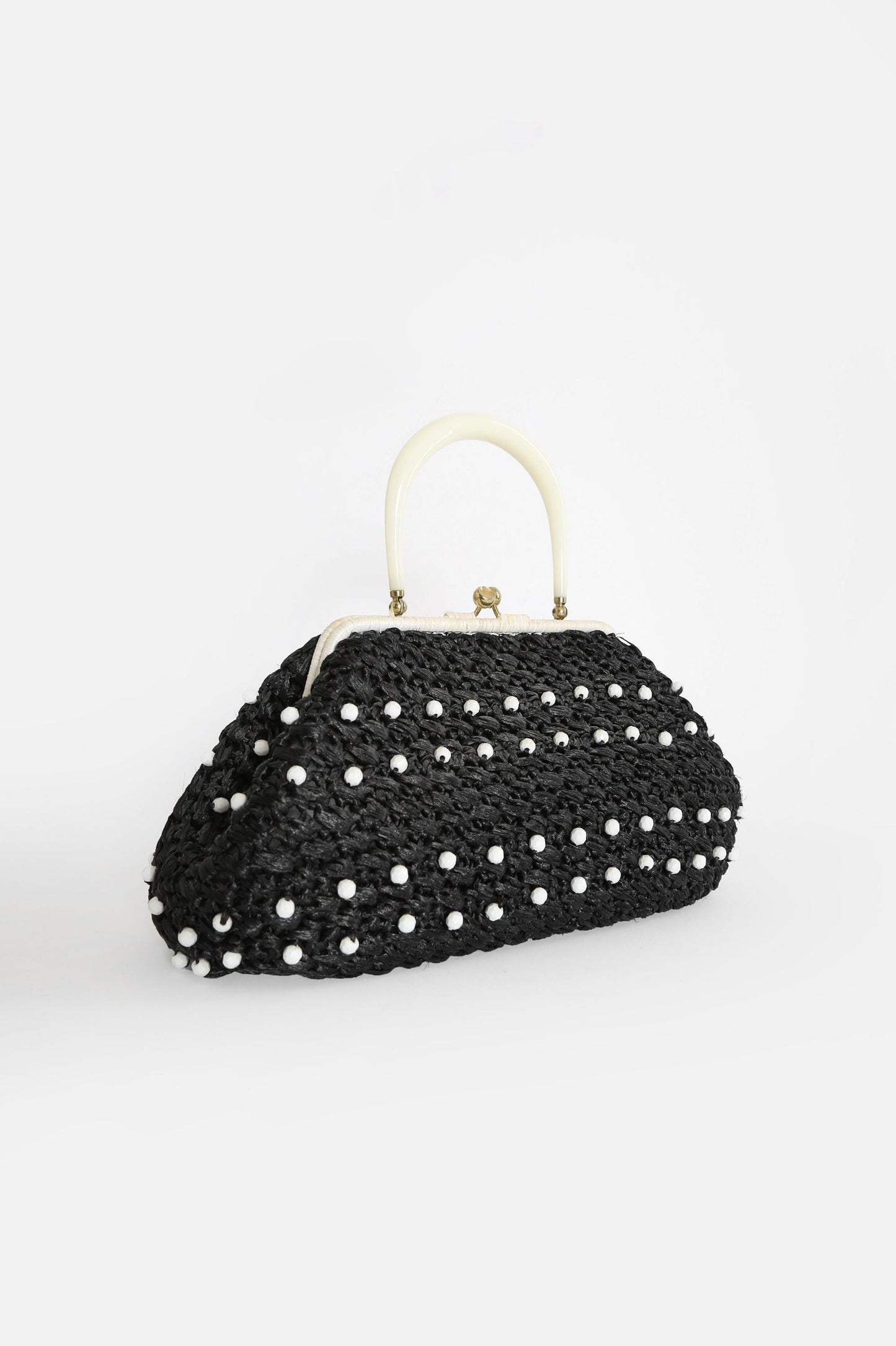 Vintage woven beaded Raffia purse