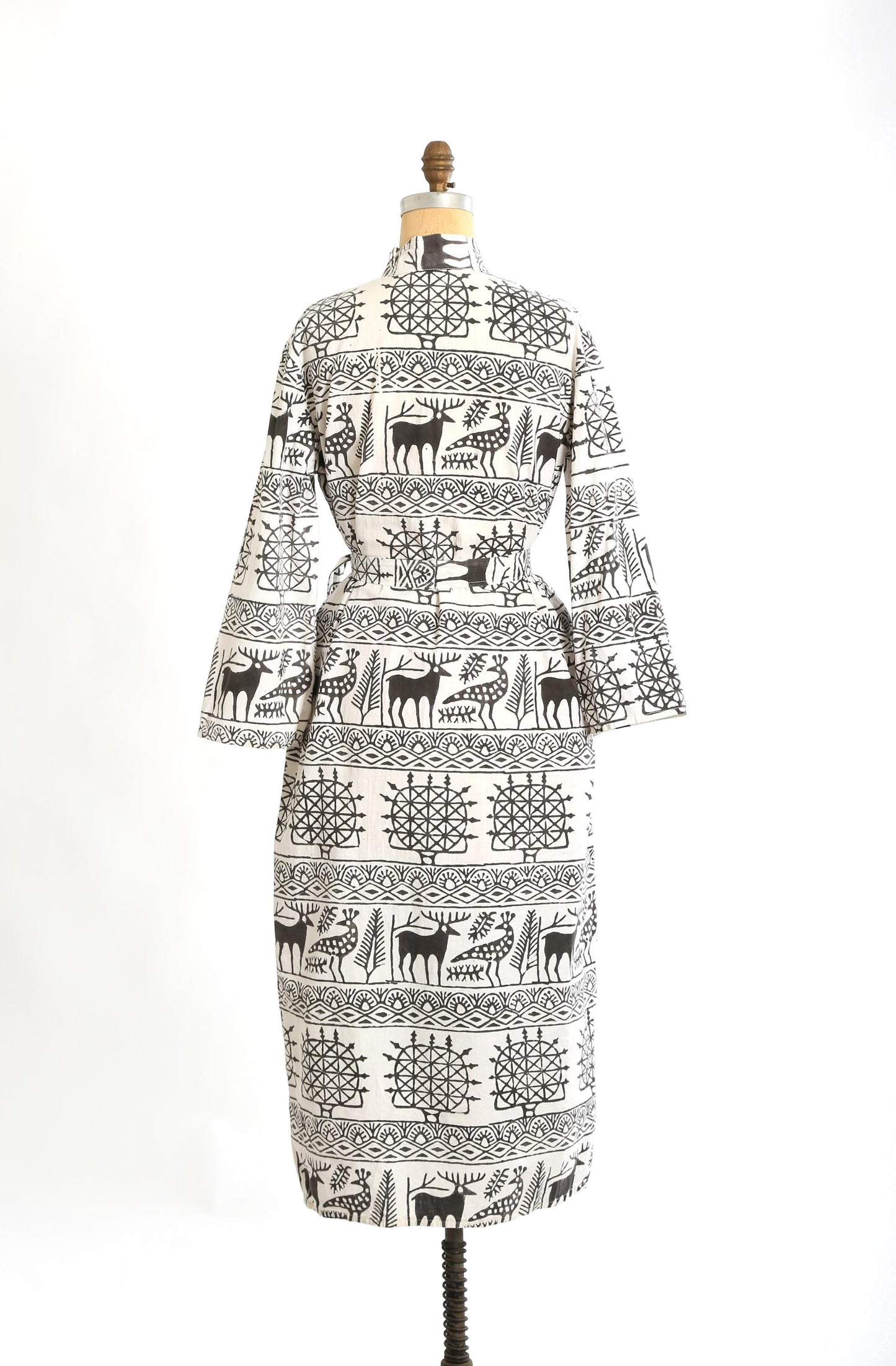 Vintage 70s novelty print maxi dress | 1970s woodland creatures block cotton block print maxi dress