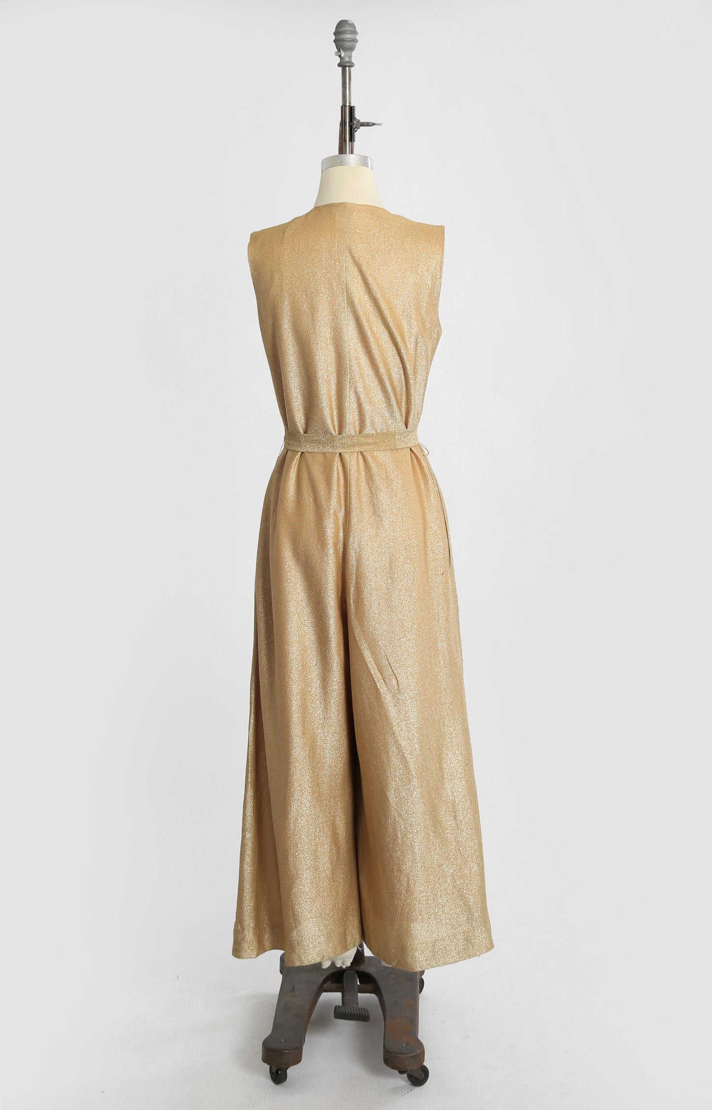 60s Alex Colman California gold jumpsuit | Vintage 1960s Gold Lurex palazzo pant jumpsuit