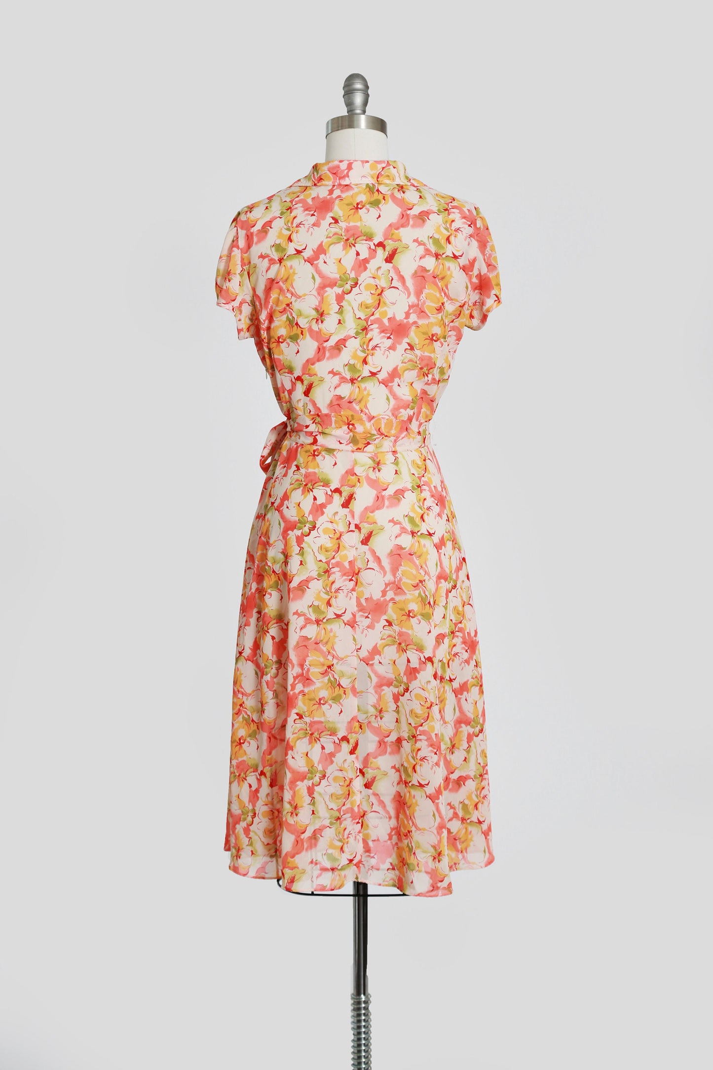 Vintage 90s floral wrap midi dress