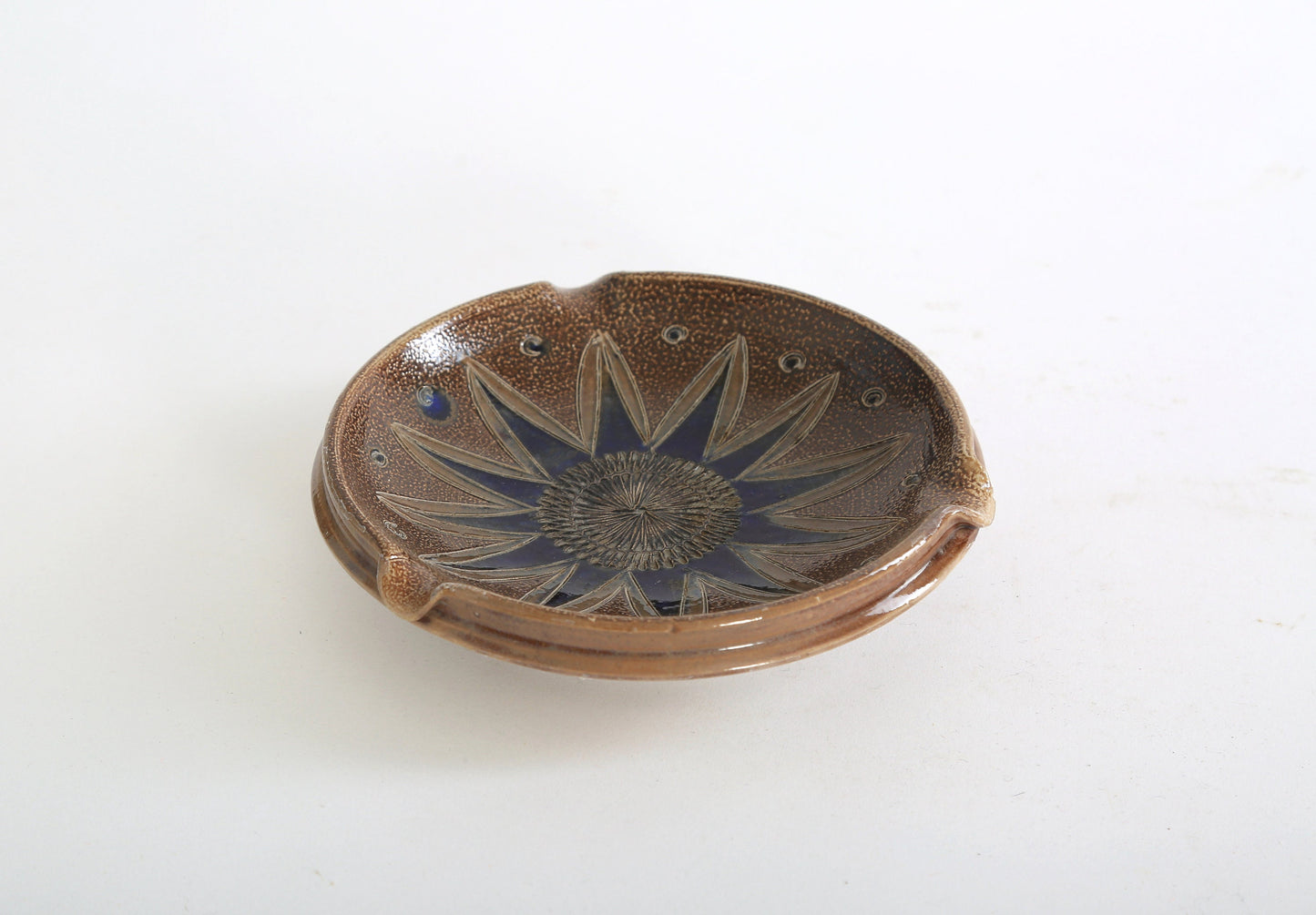 Vintage Mid century Modern Greman stonewear ceramic flower ashtray