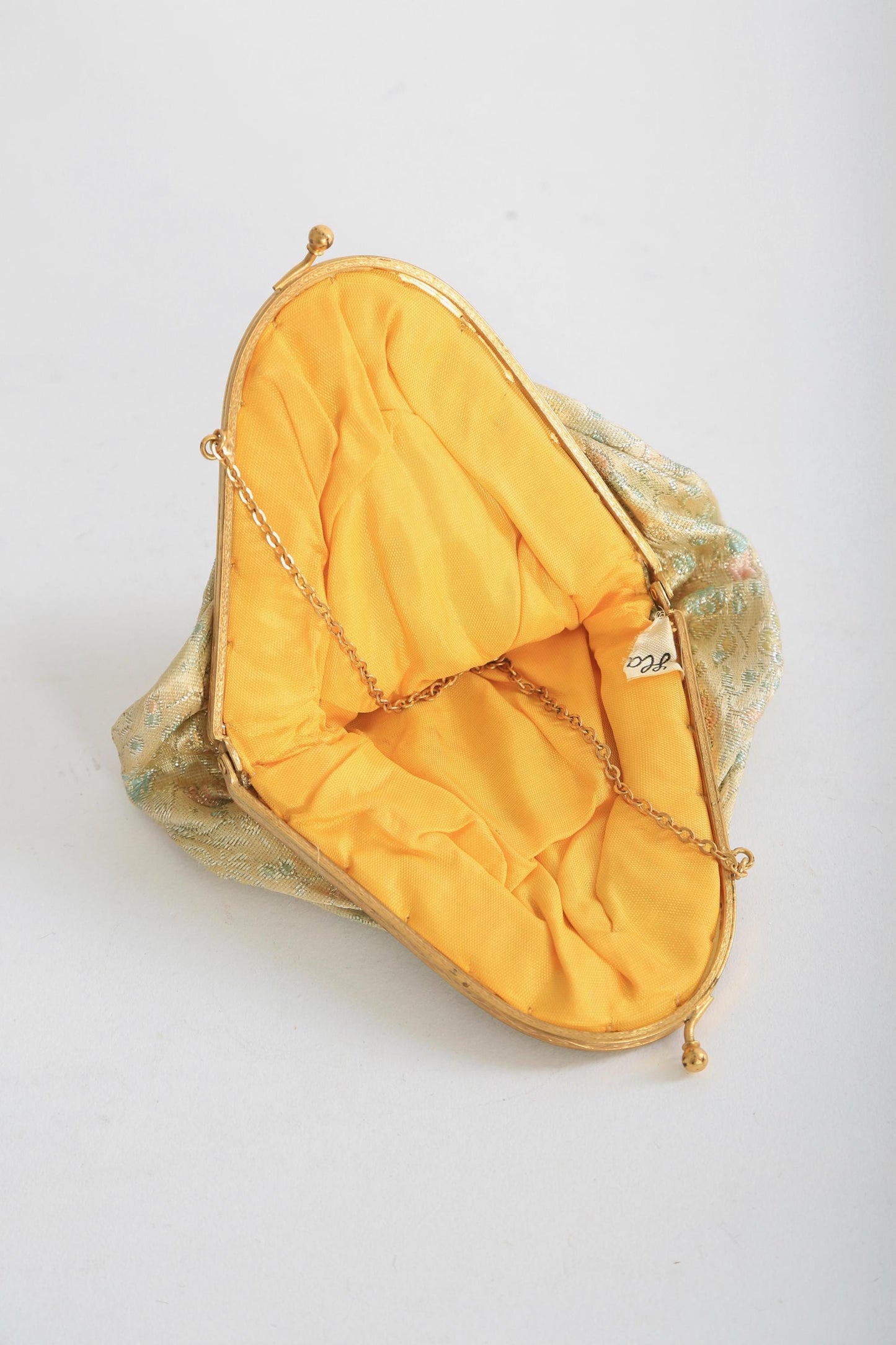 Vintage 40s metallic gold Brocade floral purse