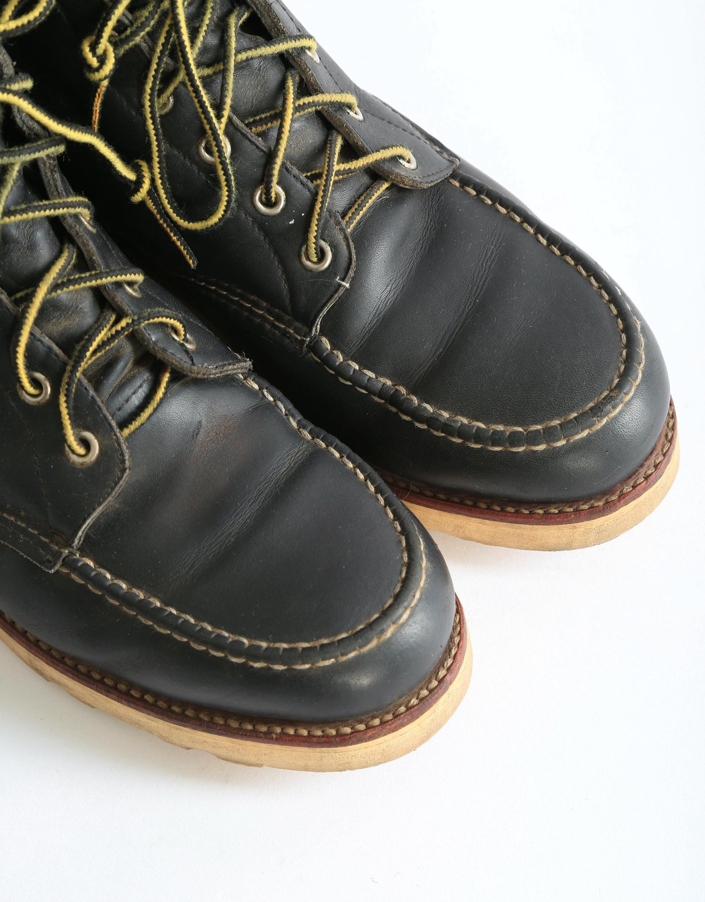 Vintage Chippewa American Made black Leather Moc Toe Boots Sz. 9