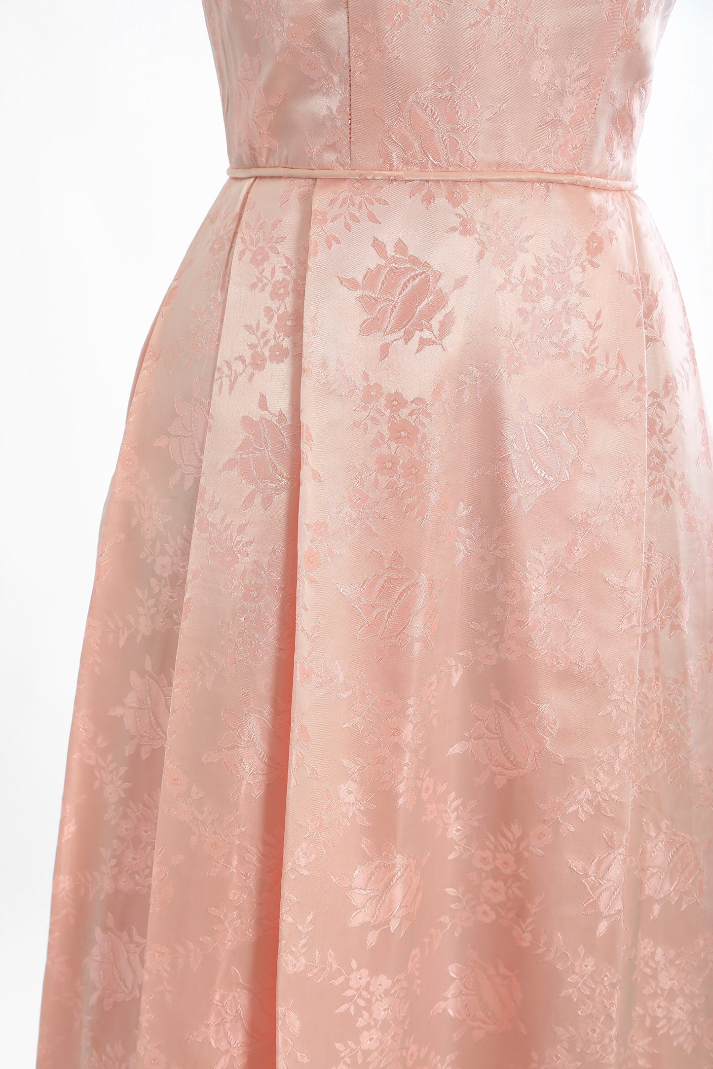 60s pink brocade rose dress | Vintage 1960s Floral Brocade maxi dress gown