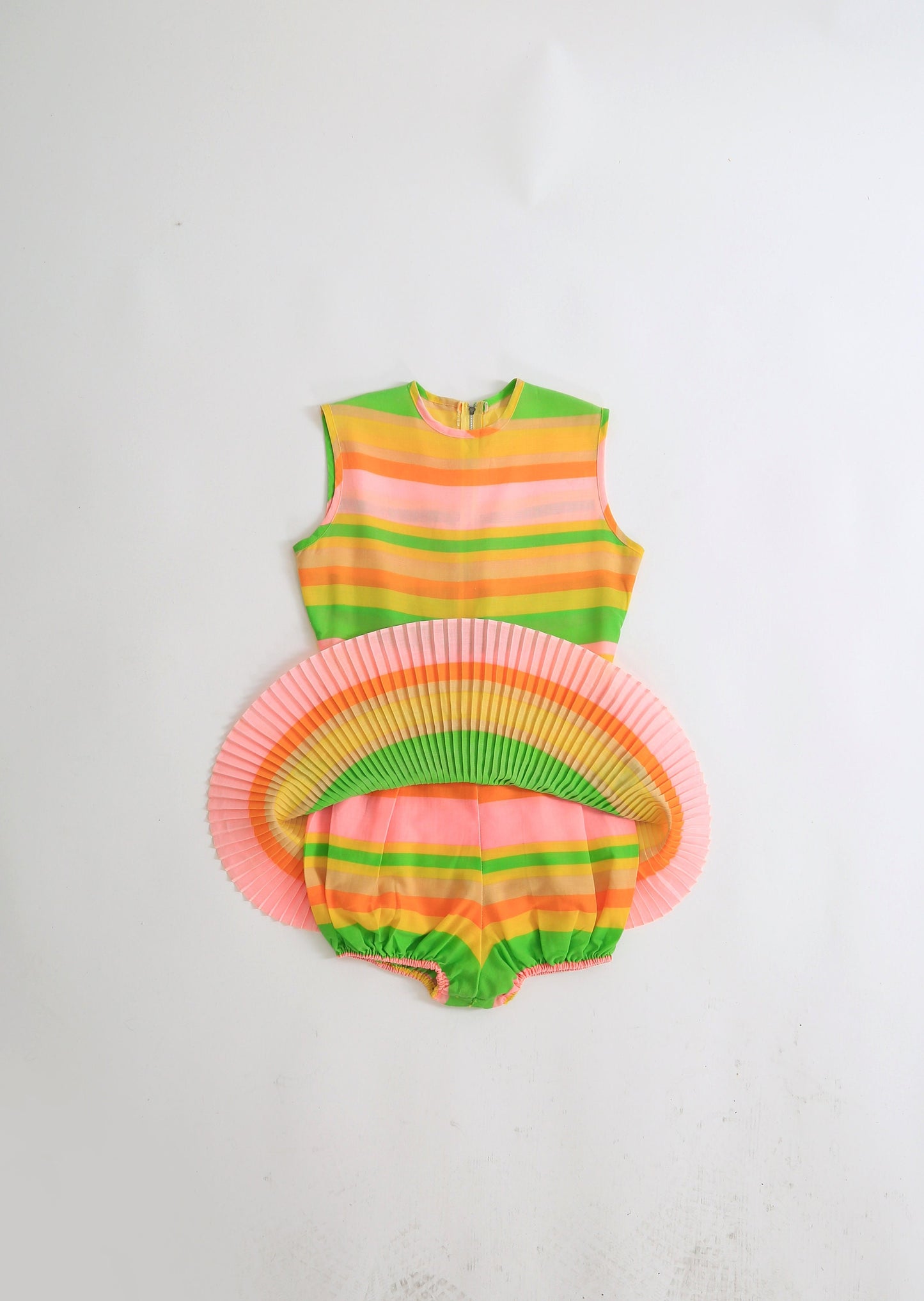 60s neon rainbow striped playsuit romper